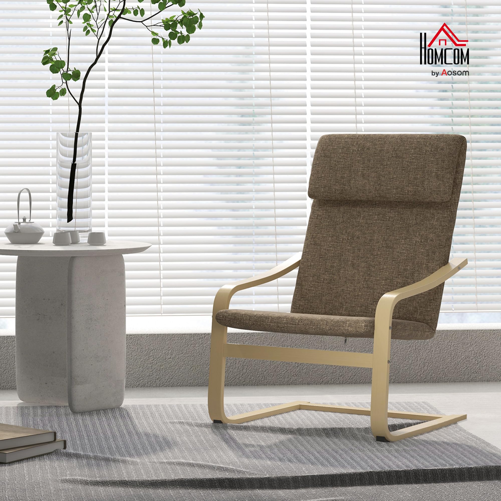 HOMCOM Relaxstuhl, mit Kopfkissen, Schwingsessel, 65 x 79 x 98cm, Braun