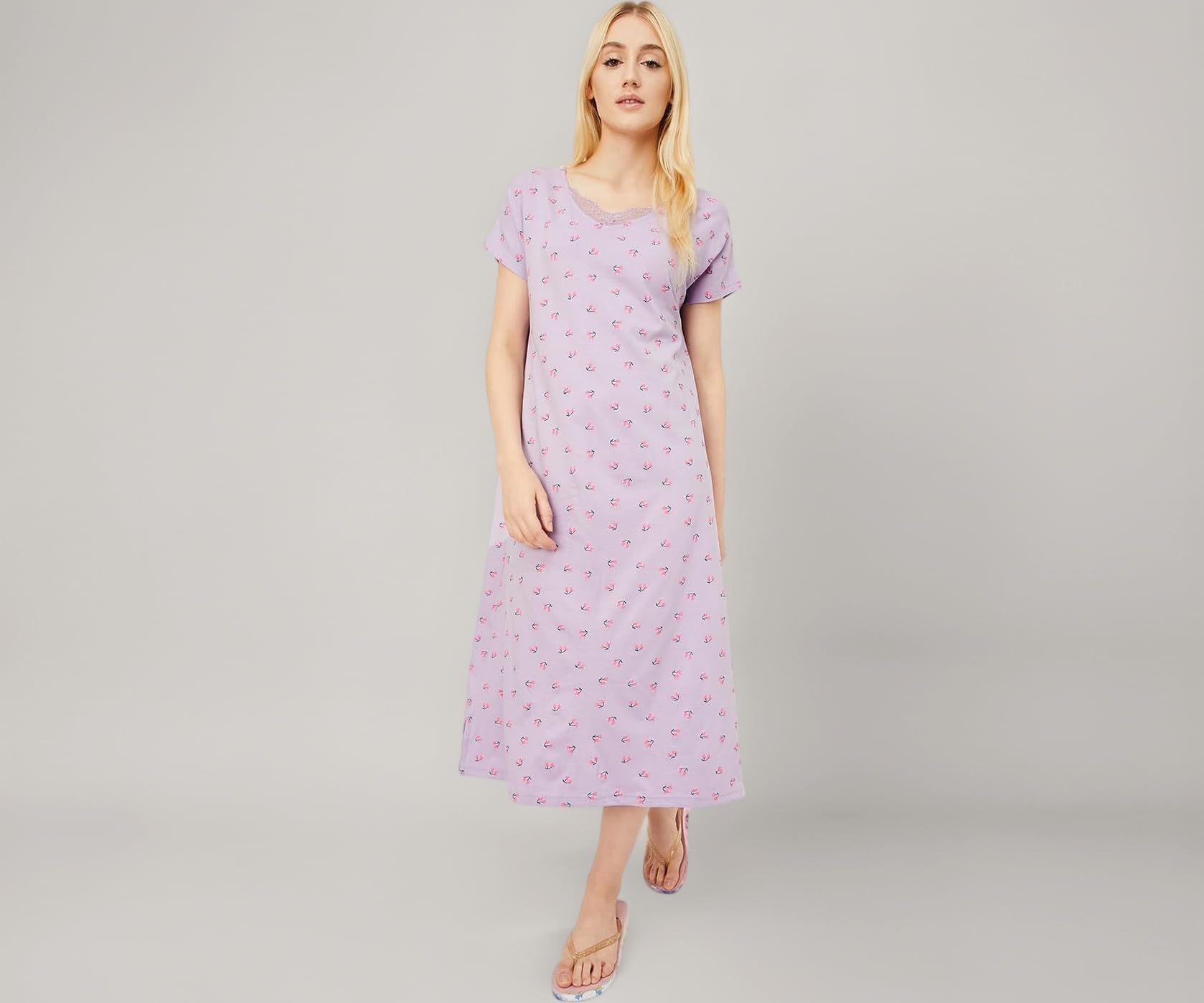 Max Women Cotton Calf Length Night Gown