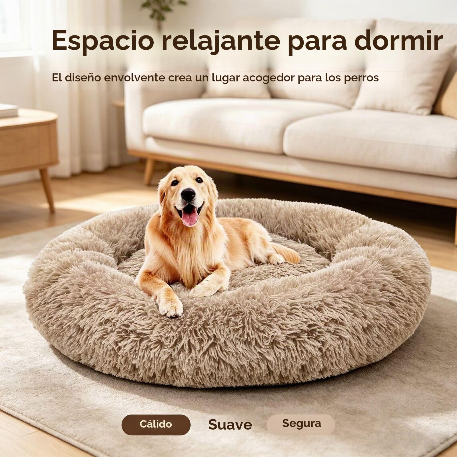GDDO Premium Cama Ortopédica para Perros Grandes y Extragrandes, Donut Suave de Felpa Redonda, Sofá Con Parte Inferior Resistente al Agua, Cesta Lavable (100cm)