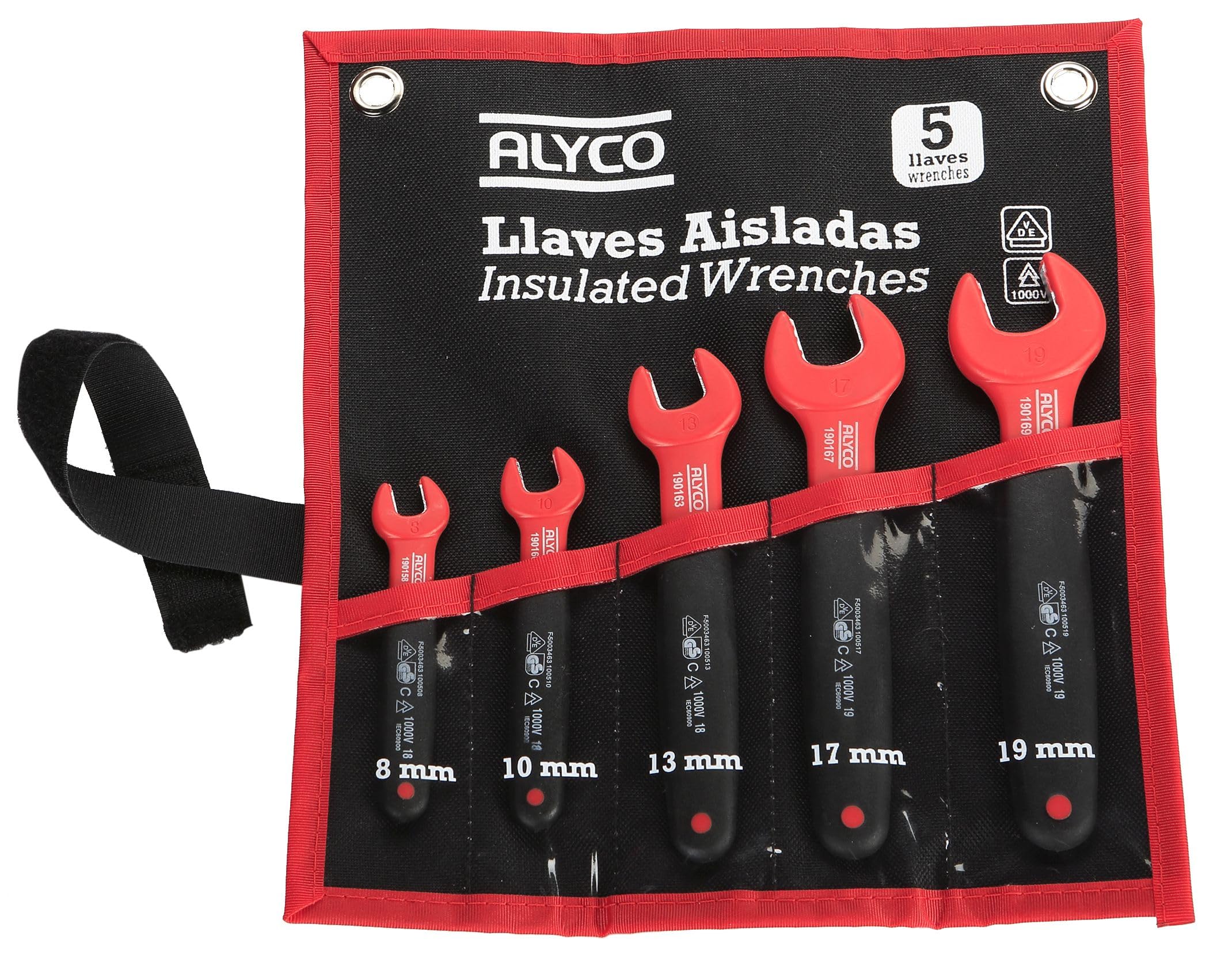 ALYCO 190180 - Juego 5 llaves fijas aisladas VDE en bolsa de nylon