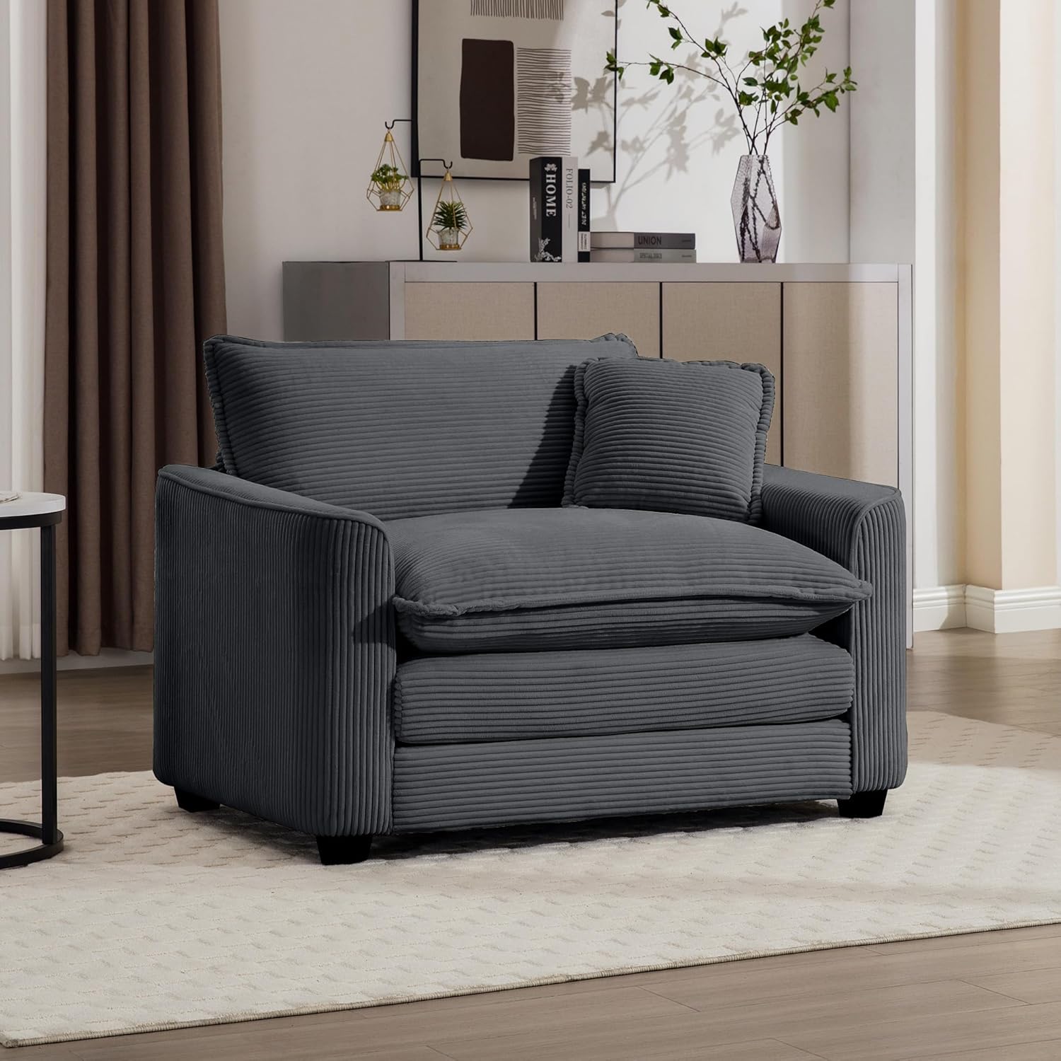 Eafurn 45.25" Oversized Accent Chair, Comfy Chenille Cloud Sofa Chair with Double Layers Seat Cushions, Modern Extra Wide Armchair Reading Chairs for Bedroom, Living Room