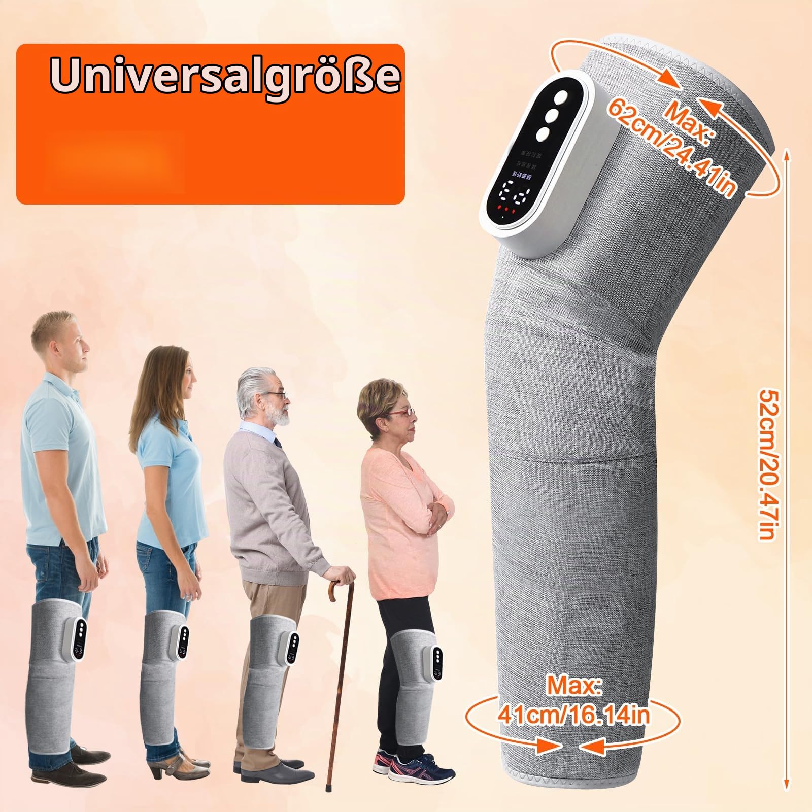 Kabelloses Beinmassagegerät, Wadenmassagegerät mit Heizung und Luftkompression, Heißdruckmassagegeräts mit 3 Modi und Heizfunktion, Muskelentspannung, für Oberschenkel, Waden, Knie