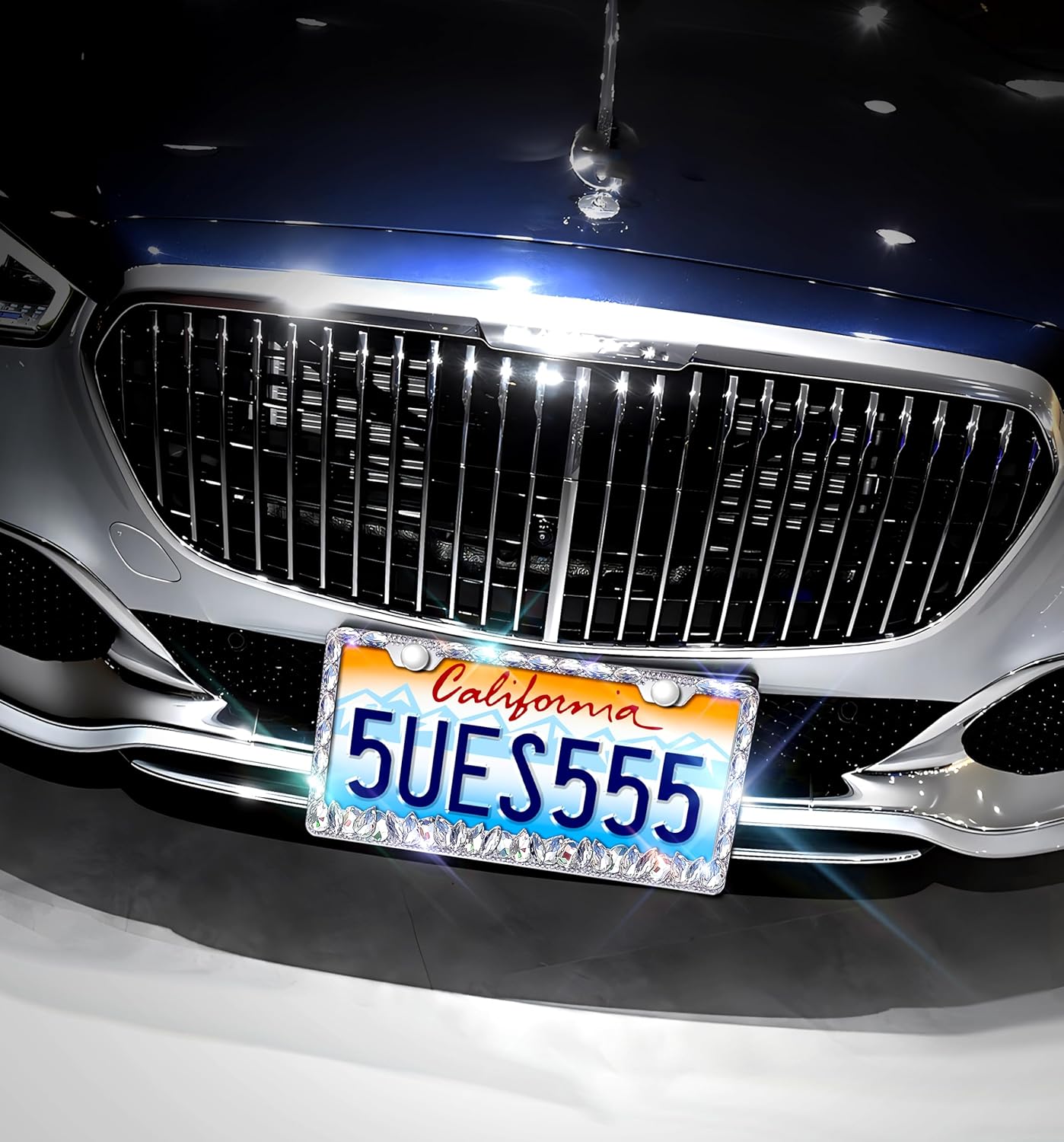 Bling License Plate Frame for Women,2 Pack Stainless Steel Rhinestone License Plate Frames | Holder Handmade Glitter Crystal Diamond Lincense Plate Cover for Girl Bedazzled Sparkly (White)… - Image 2