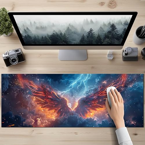 HOMETITUTE Mouse Pad 31.5 x 11.8 Inch XL Large Desk Mat Fire Wing Lightning Gami