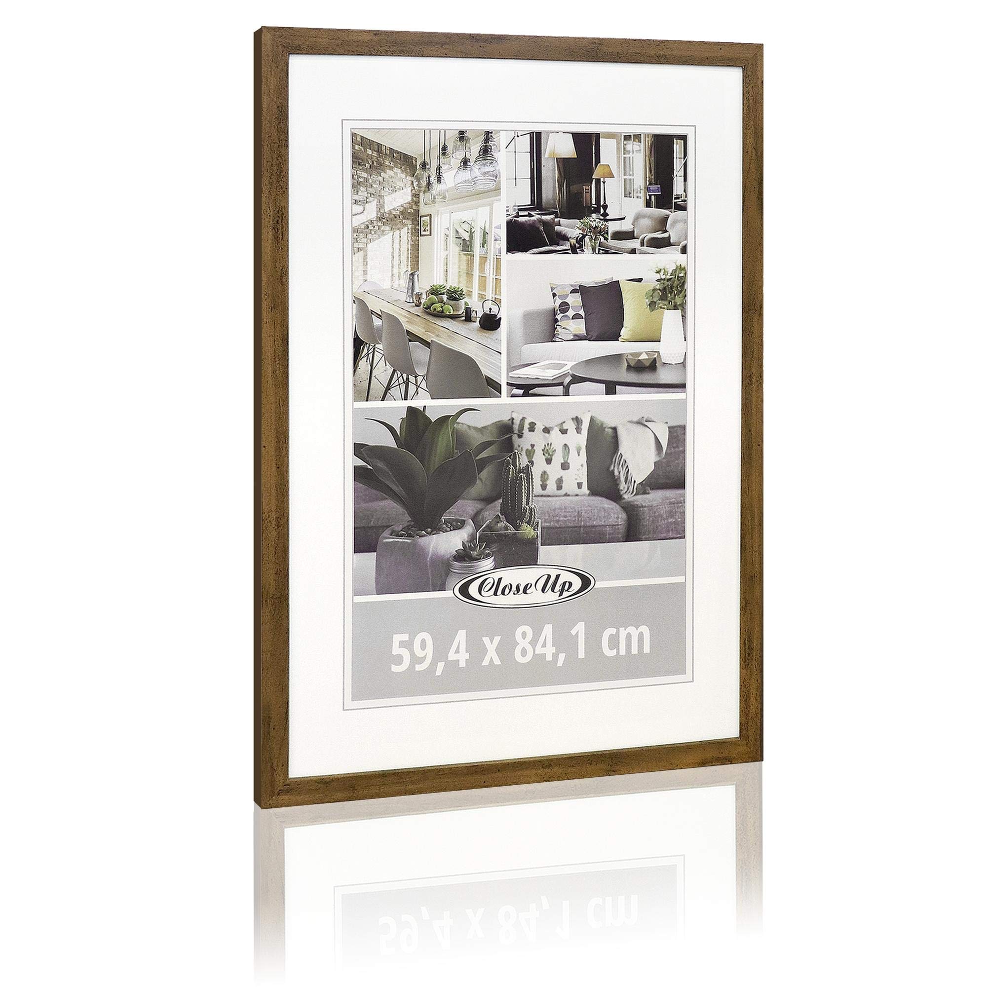 Close Up - Cornice per poster, 59,4 x 84 cm, formato DIN A1, decorazione in legno di rovere scuro
