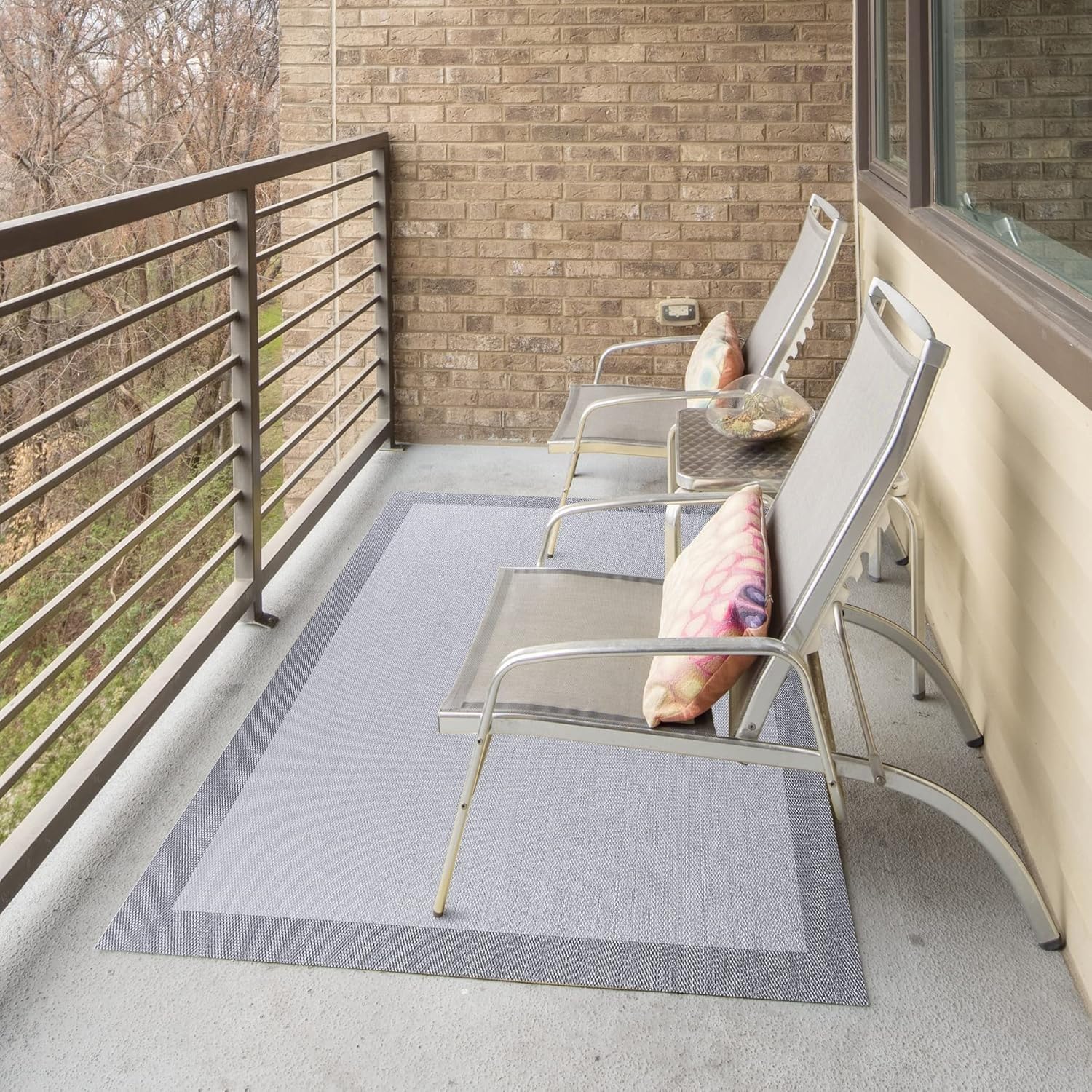 Alfombra vinílica de Tejido Trenzado de Alta Gama. Lavable y Antideslizante. Alfombras Resistentes para salón, Cocina, baño o Pasillo - 060x120 cm., Cenefa-Gris