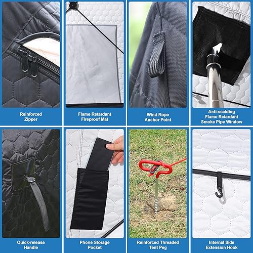 Miniatura 7 de Tienda de campaña de sauna para 4 personas, 5.91 x 5.91 x 6.23 pies, caja de sauna seca para el hogar, tienda de campaña aislada de fácil