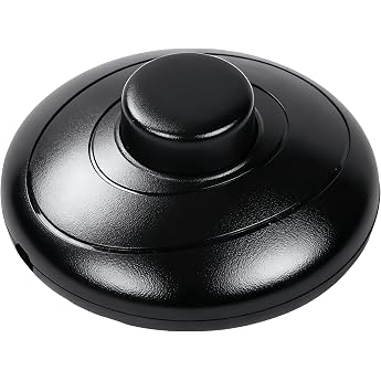 Powice Floor Lamp Foot Switch - Round 2A 250V Cord Switch 2 Pin Cord Switch / Pedal Switch for Lamp Cable Black