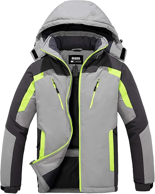 Skieer Men's Waterproof Ski Jacket Warm Winter Snow Coat Mountain Snowboarding Jackets Hooded Windproof Sports Coats