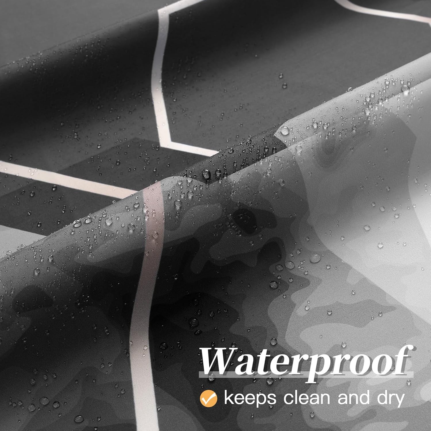 Modern Extra Long Shower Curtain for Bathroom, Black Geometric Art Decor Waterproof Bath Curtain, Abstract Fabric Shower Curtain Sets for Home Decor, 72x84 Inch