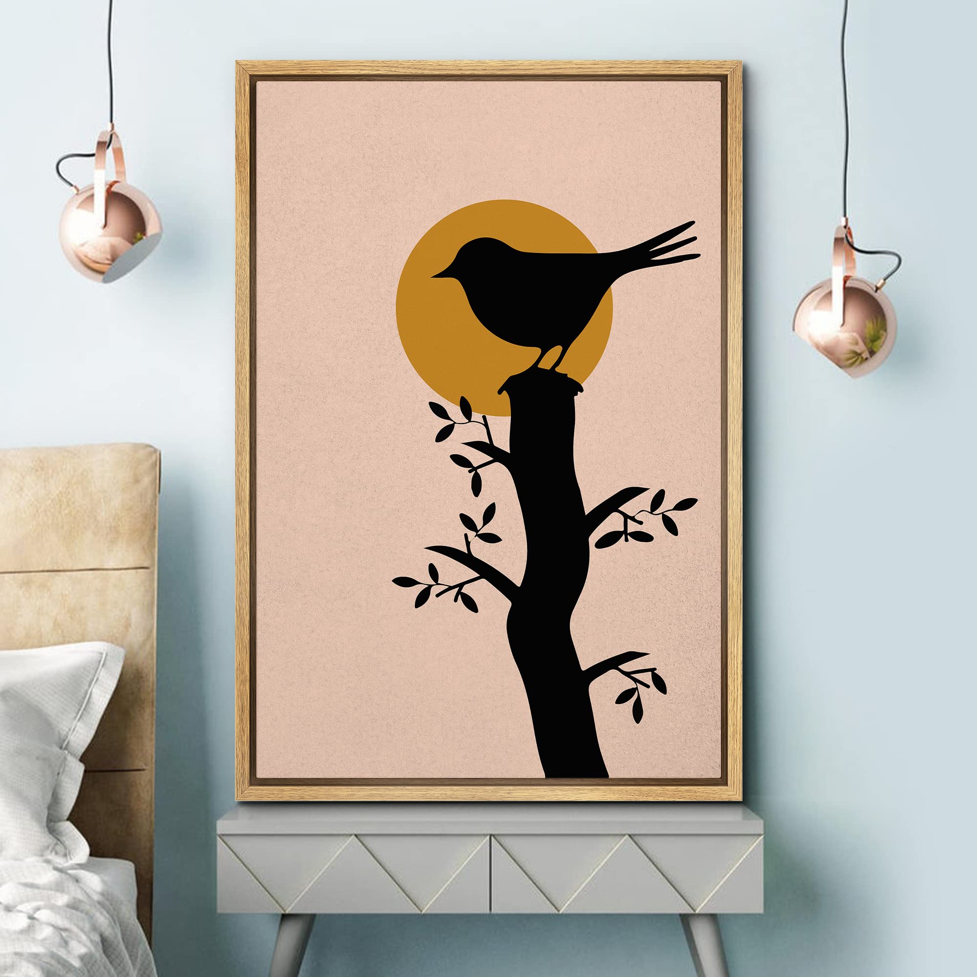 Amazon.com: SIGNFORD Framed Canvas Print Wall Art Finch Silhouette