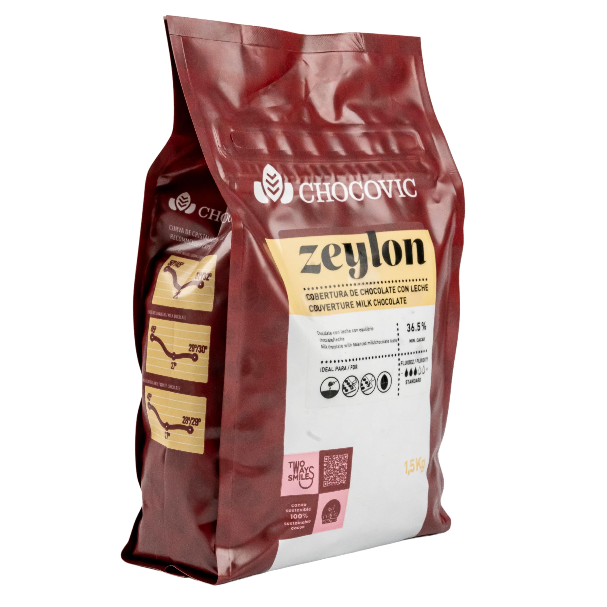 Premium Milch-Schokolade 1,5 kg Kuvertüre zum Schmelzen & Backen - Schokoladen-Drops mit 36,5% Kakao - Choco-Chips ideal für Schoko-Fondue, Brunnen, Formen und für Dubai-Schokolade (Großpackung)
