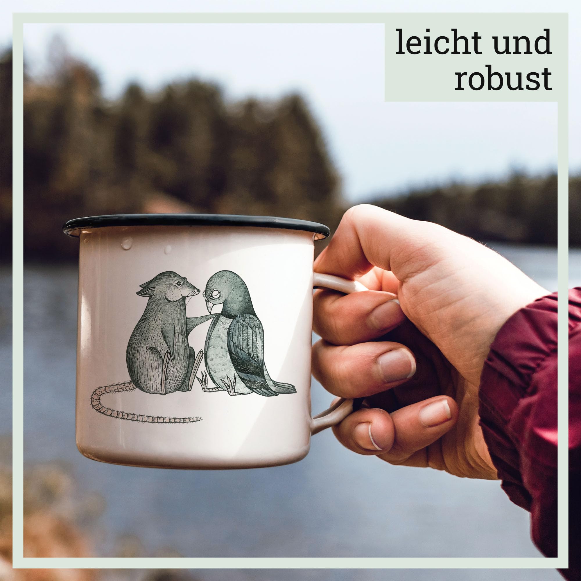Ligarti Emaille-Tasse 300ml – Handveredelt, Robust, Perfekt Für Camping & Zuhause