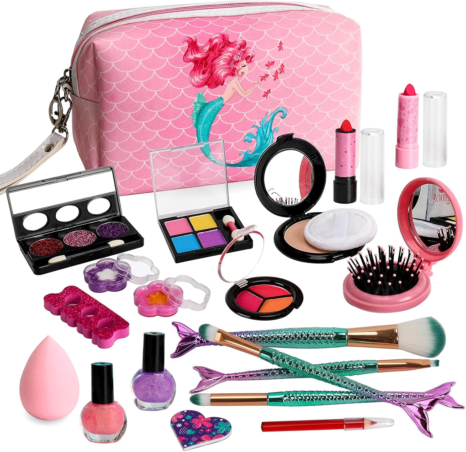 Sendida Girls Makeup Kit for Kids, Washable Dress Up Mermaid Real Children Makeup Toys Kit Princess Pretend Play Christmas Birthday 4 5 6 Years Old Gift for Girls : Clothing, Shoes & Jewelry