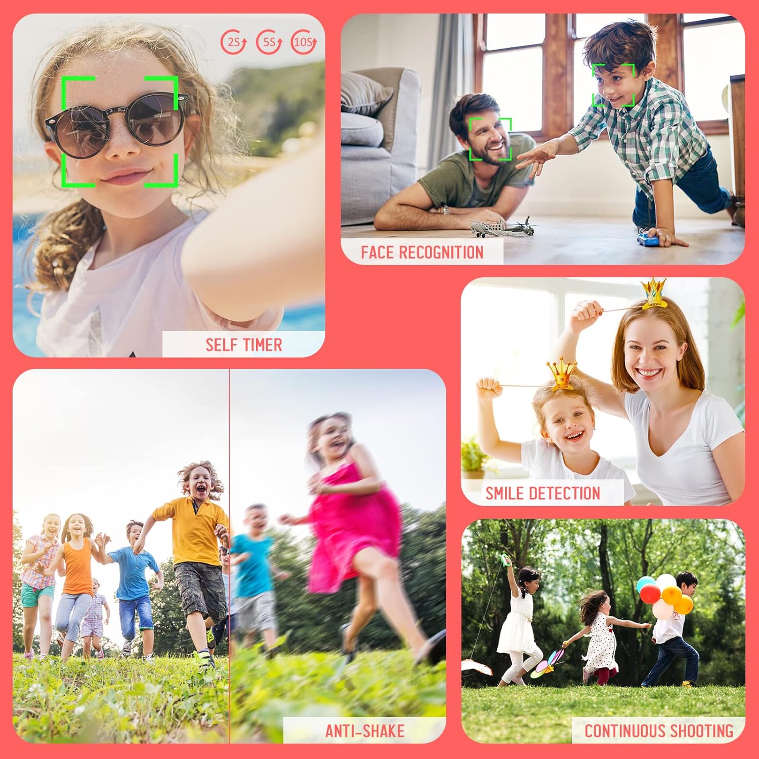 digital camera kids camera for teens boys and girls 48mp 2 7k digital camera with 16x digital zoom 32 gb sd card and 2 batteries included red