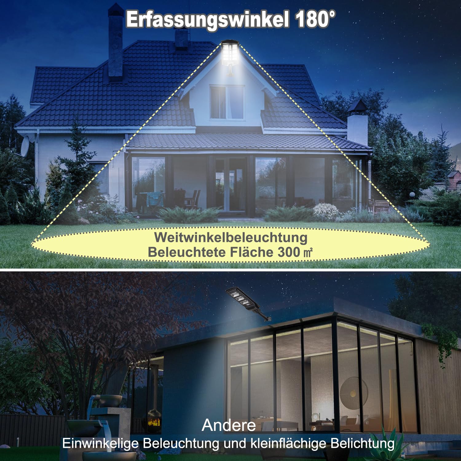 Zewnętrzne solarne światło uliczne, solarne światło uliczne LED 400 W, solarne lampy solarne do użytku na zewnątrz, 6500 K, lampa ścienna z czujnikiem ruchu, 4 sztuki