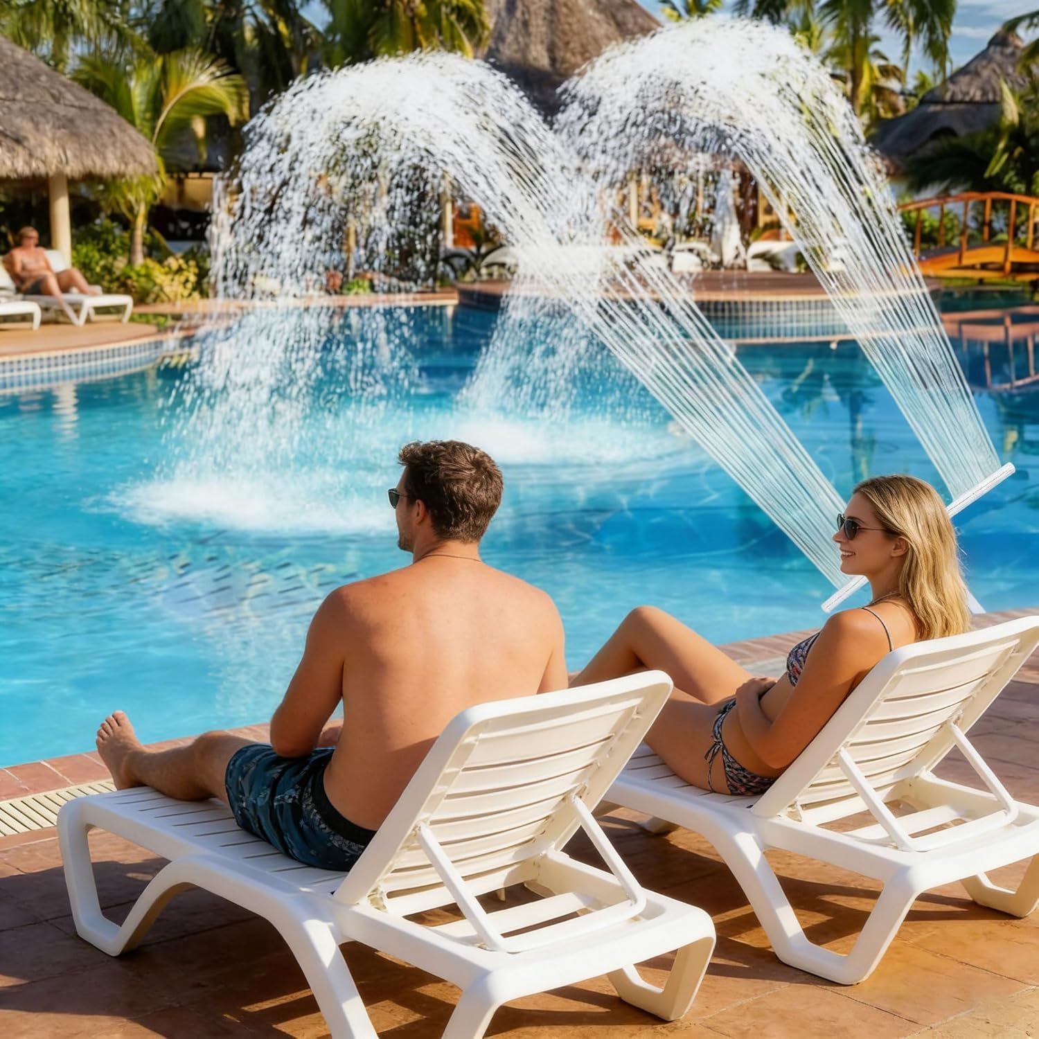 Double Head Pool Fountain for Cooling Decoration No Electricity Easy Setup Double Head Pool Fountain for Cooling Decoration No Electricity Easy Setup