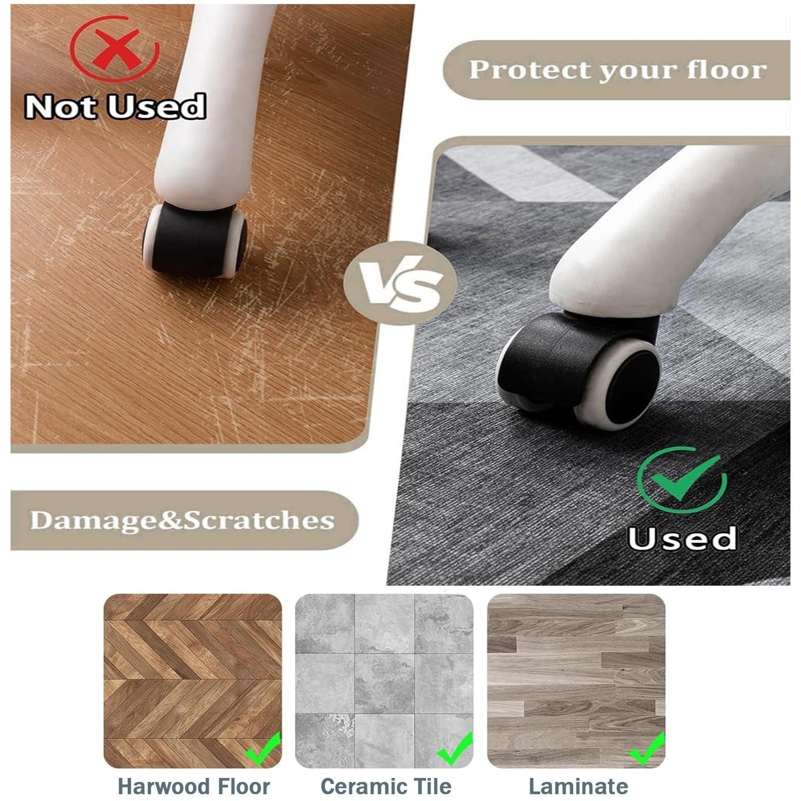 Bürostuhlmatte für Teppich- und Hartholzböden, rutschfester Schutz für Gaming- und Bürostühle, Schreibtischunterlage (Retro-Design, 90 x 120 cm) – ideal für Holzoberflächen