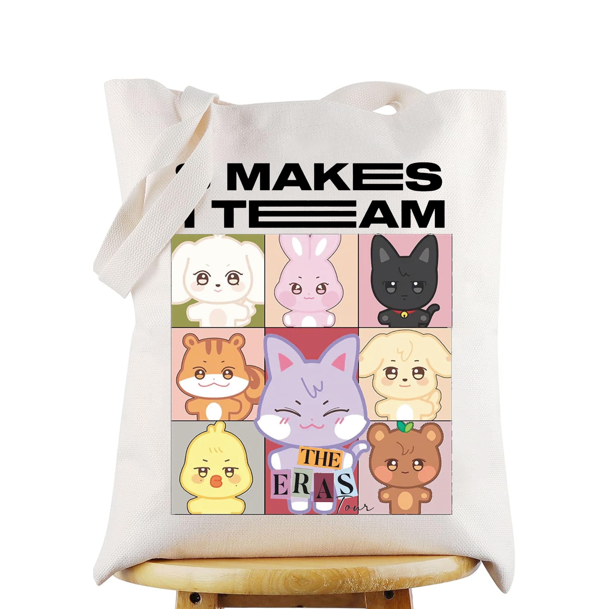 WZMPA Korean Group Canvas Tote Bag Music Lover Gift 8 Make 1 Team Shopping Grocery Bag Band Merchandise