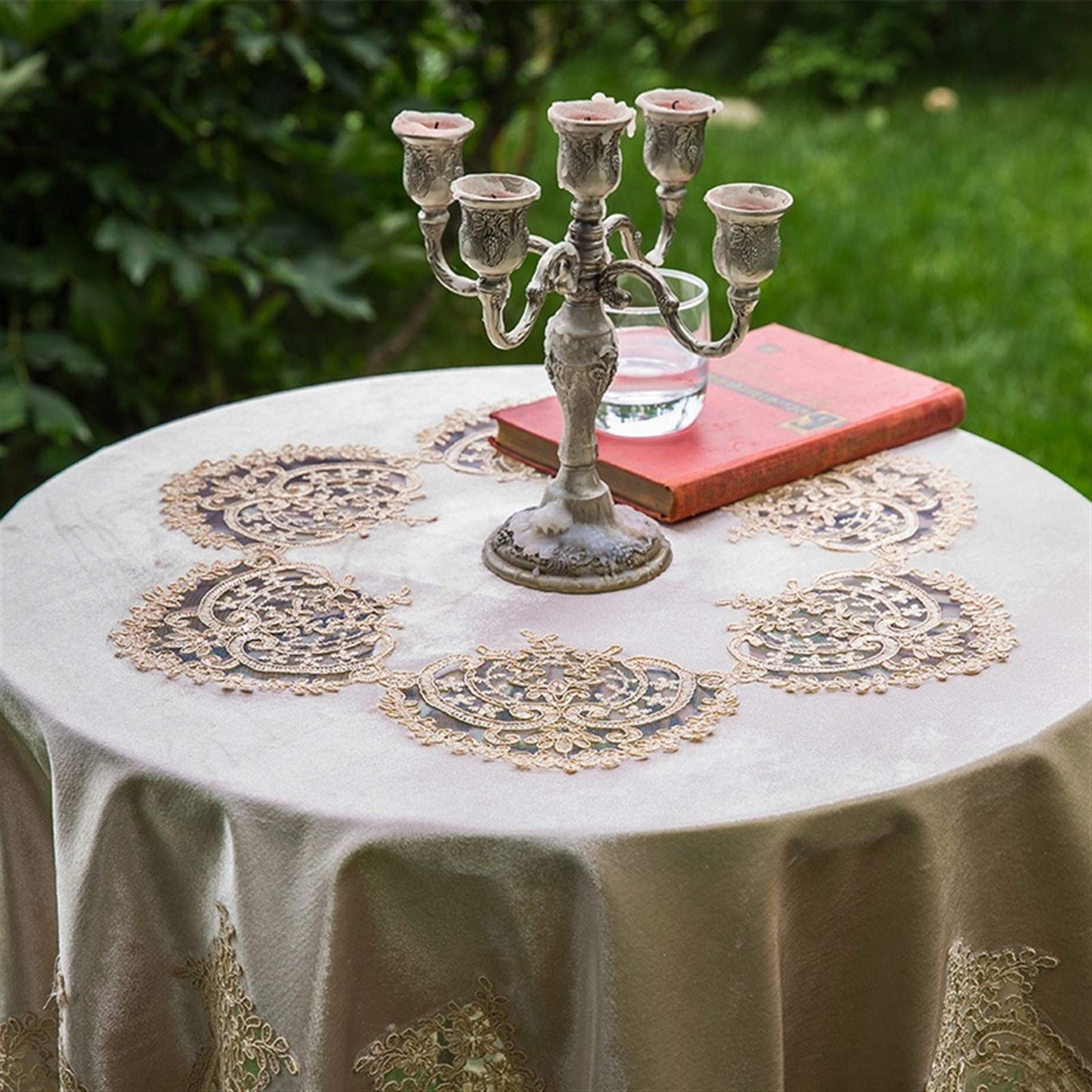 Elegante y lujoso Cordón de lujo Europa Mantel puro mantel mantel de mesa de mesa cena Cena Cuadrado Calidad Rectangular estera mesa cubierta europeo encaje tela flor bordado mantel Regalos navideños