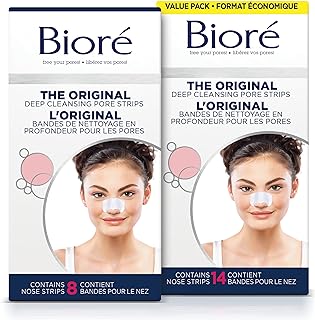 Bioré Original, Deep Cleansing Pore Strips, Nose Strips for Instant Pore Unclogging and Blackhead Removal, Dermatologist Tested, Oil Free and Vegan Friendly