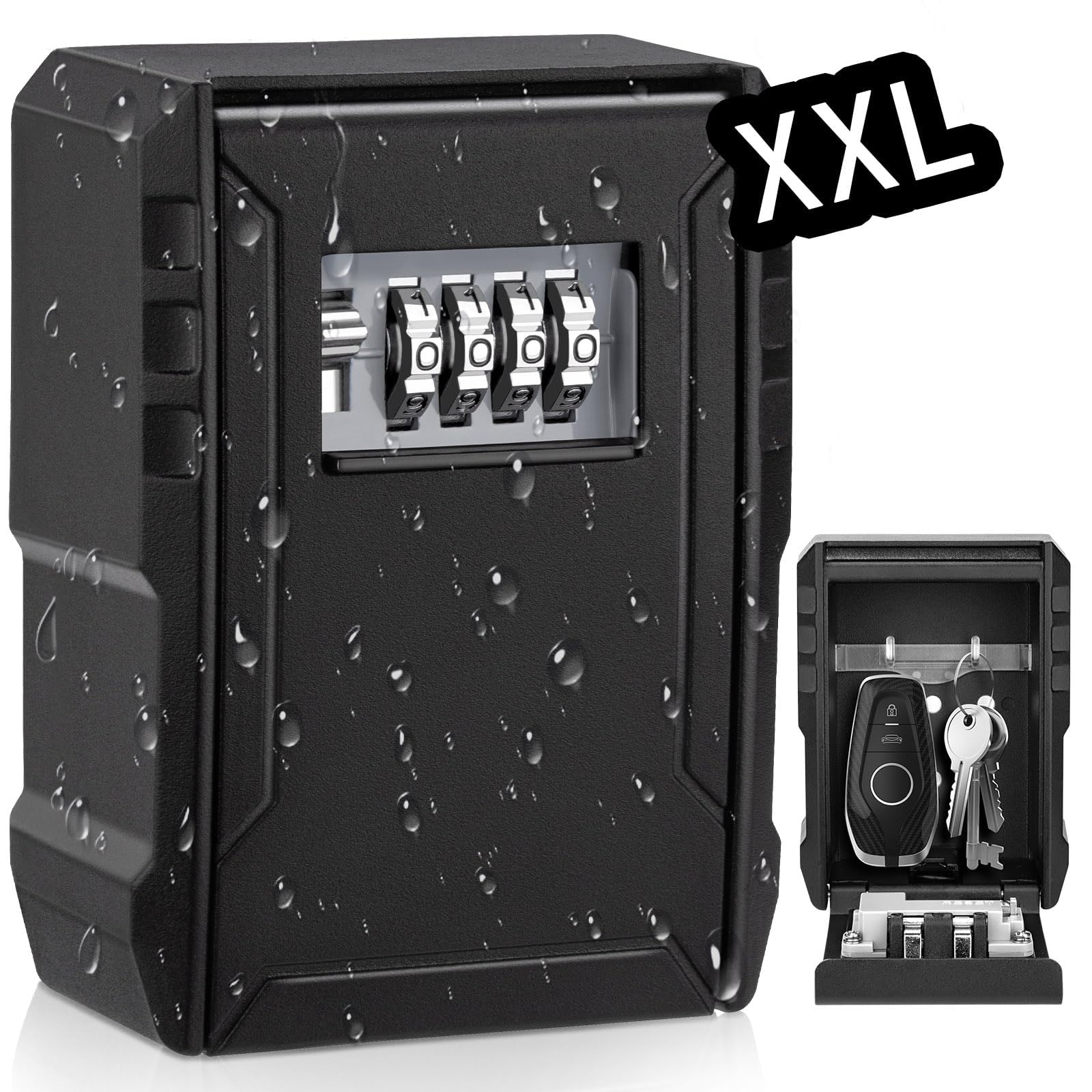 TERRIFI Large Capacity Key Lock Box, Sturdy Waterproof Wall Mount Security Lockbox for House, Garage, Office, Warehouse, Outdoor Key Hider with Code, Secure Storage for Keys