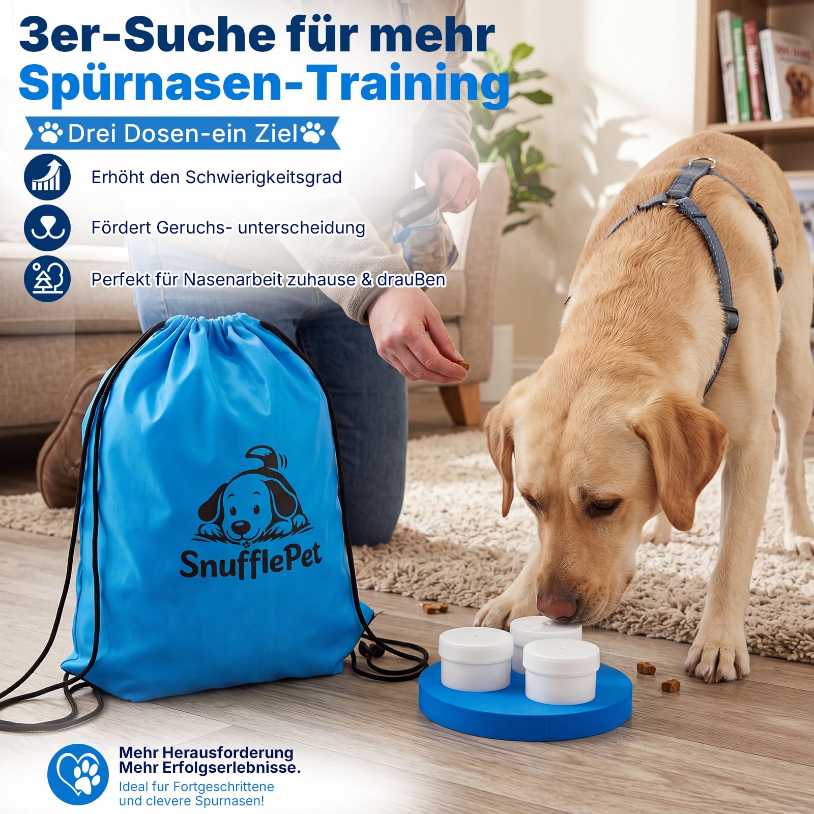 Jadive Kit d'Entraînement Détection Olfactive pour Chiens 6 Puzzles en Mousse avec 5 Récipients de Détection 1 Sifflet 1 Sac de Rangement Jouet Intelligent pour l'Entraînement Olfactif