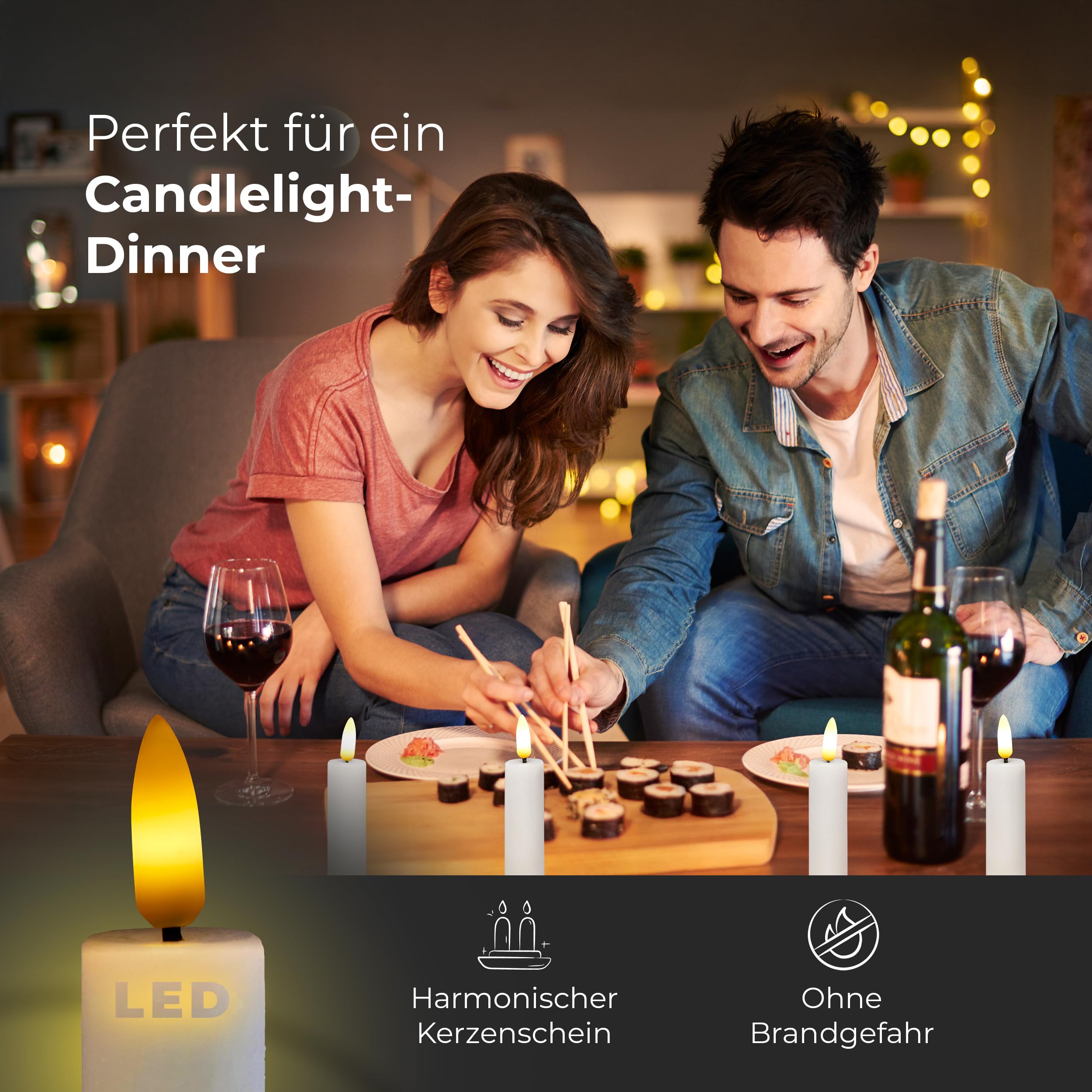 Novaliv Set di 3 stelle decorative a LED, 12 cm, funzione timer