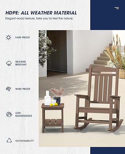 Vista 53 de Kingyes Mecedoras de polietileno de alta densidad para exteriores, sillas mecedoras para patio, deck, soportan hasta 330 libras, azul Azul marino