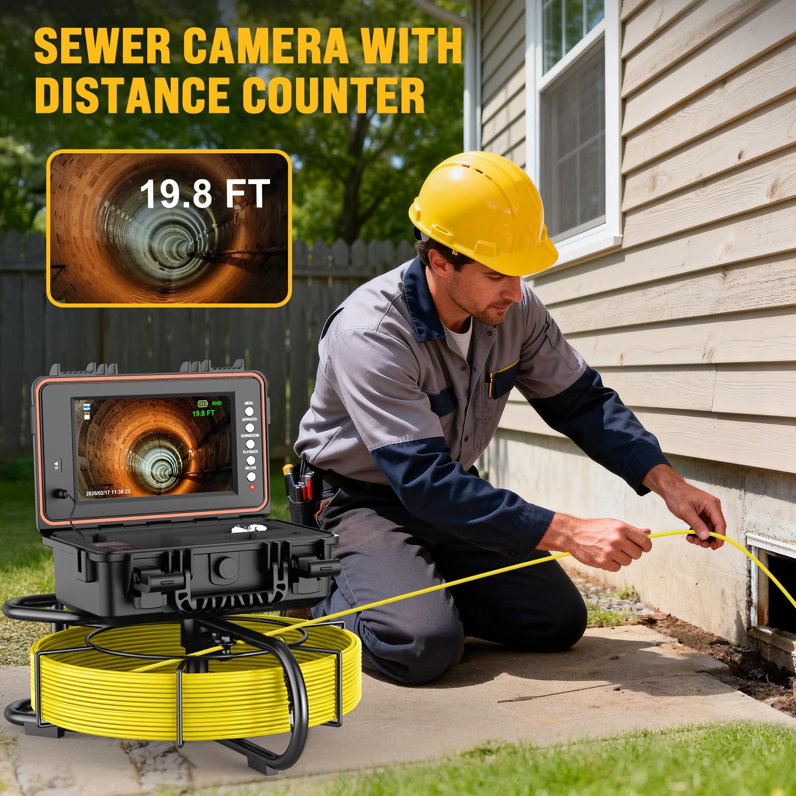 Snapklik.com : Anysun Self Leveling Sewer Camera 200ft