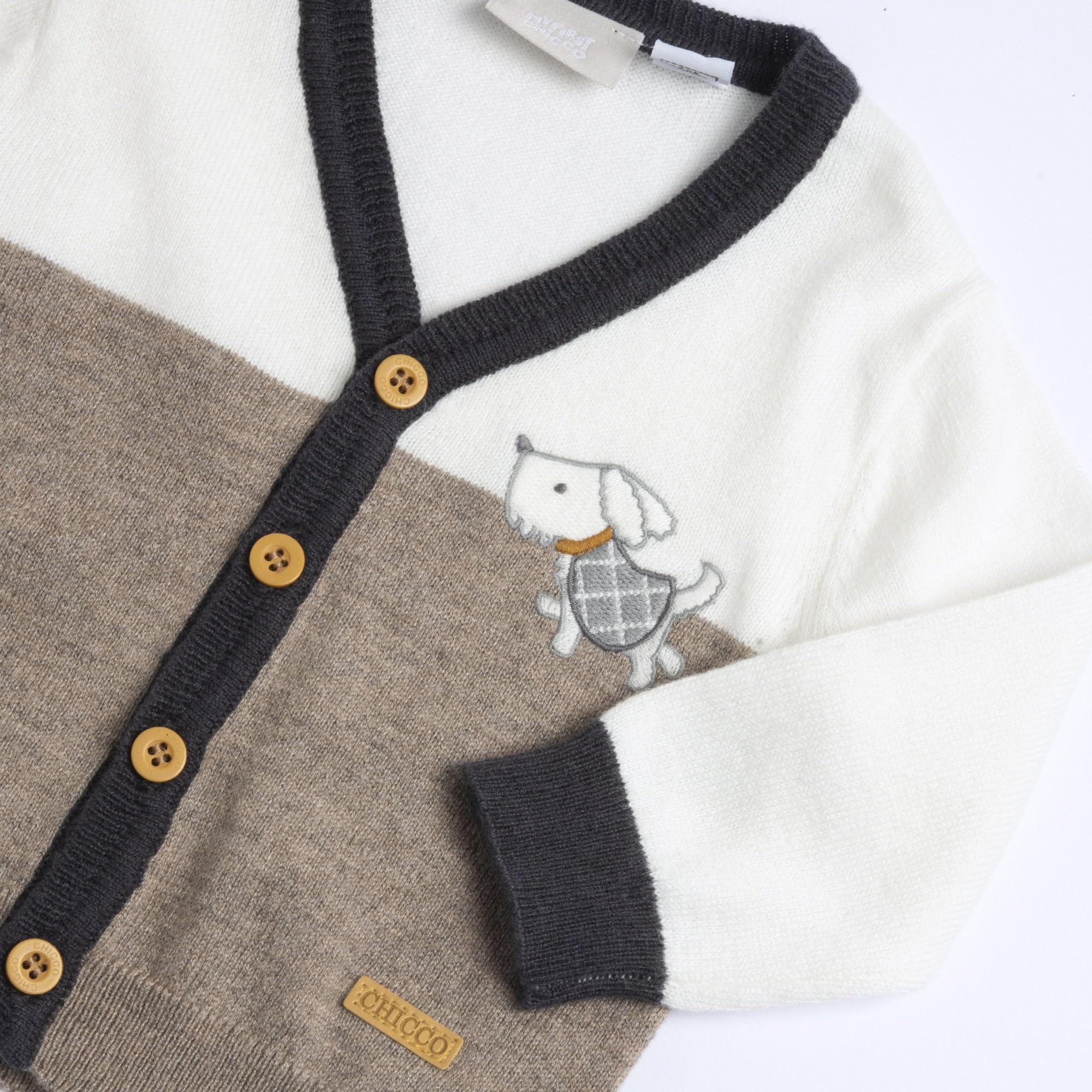 Chicco, Cardigan in maglia misto lana per neonato, Scollo a V, Multicolore, 12 mesi