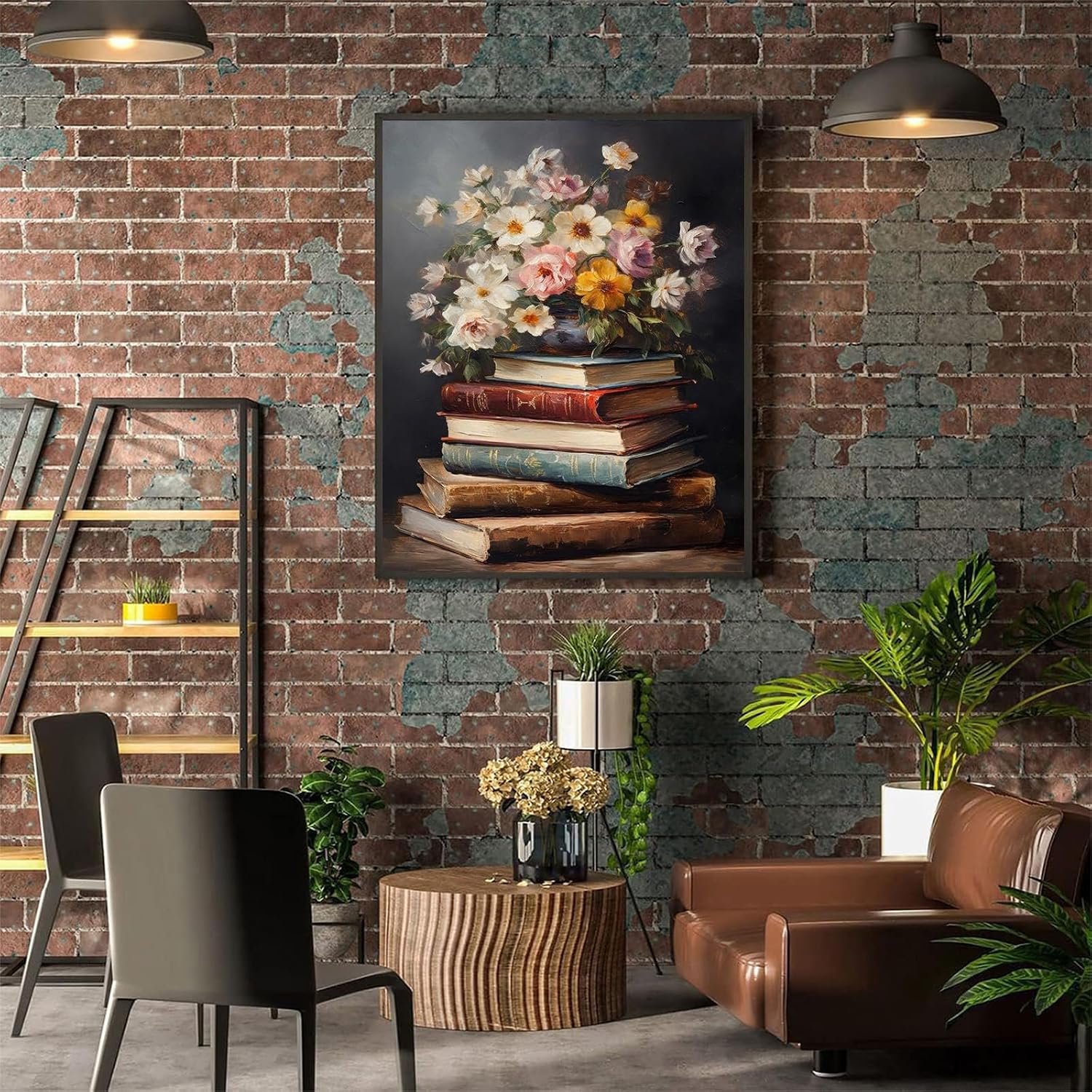 xackcme Book Paint by Numbers for Adults - Paint by Number Flowers on Canvas Without Frame, DIY Vintage Oil Painting for Gift Home Wall Decor (16x20 inch)