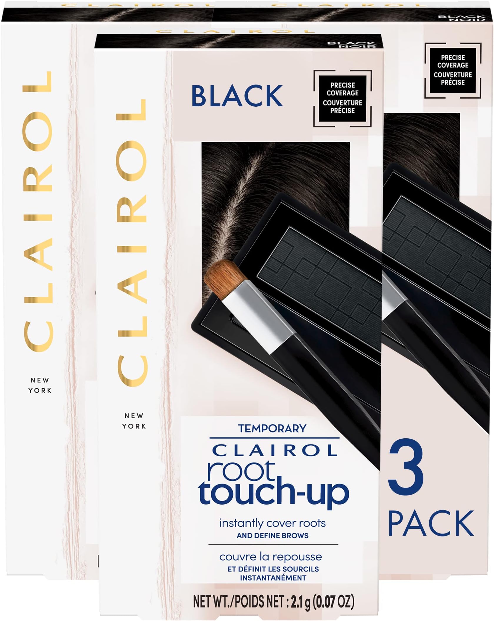 Clairol Root Touch-Up Temporary Concealing Powder, Black, Pack of 3