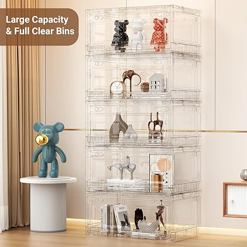 Miniatura 7 de BROVIEW Contenedores de almacenamiento apilables de 320 cuartos de galón con tapas y ruedas, cajones de plástico transparente XL, organizadores