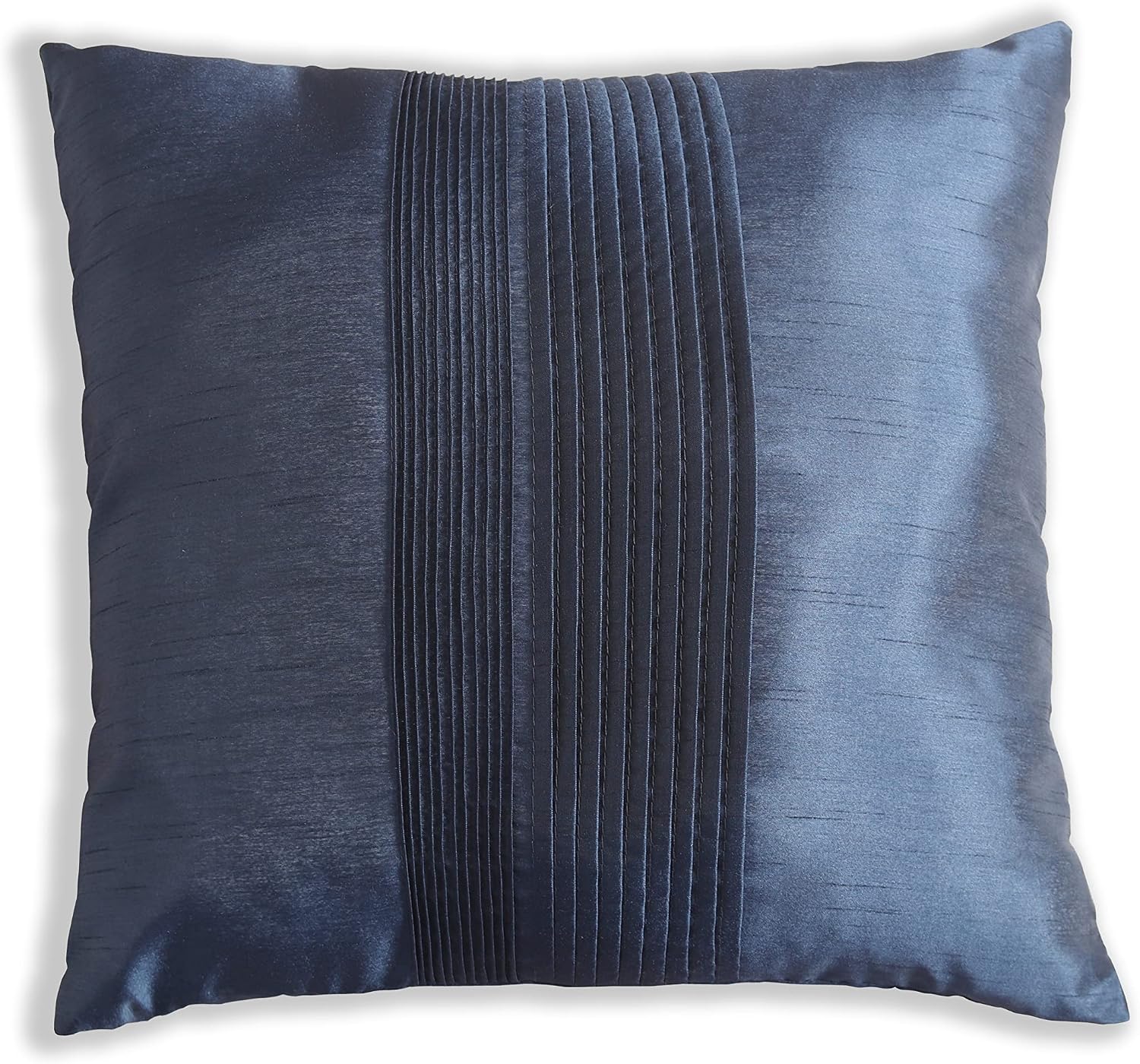 18x18 Inches Pintucks Pleated Solid Faux Silk Square Pinch Decorative Throw Pillow Cover Pack of 2 (18"×18", Navy)