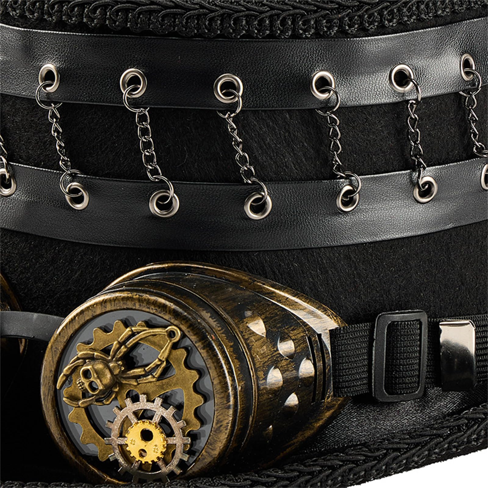 Punkowy kapelusz z regulowanymi goglami i sprzętem przemysłowym, ręcznie robiony, fantazyjny, cosplay, na Halloween, imprezy kostiumowe, regulowany steampunk, dla dorosłych