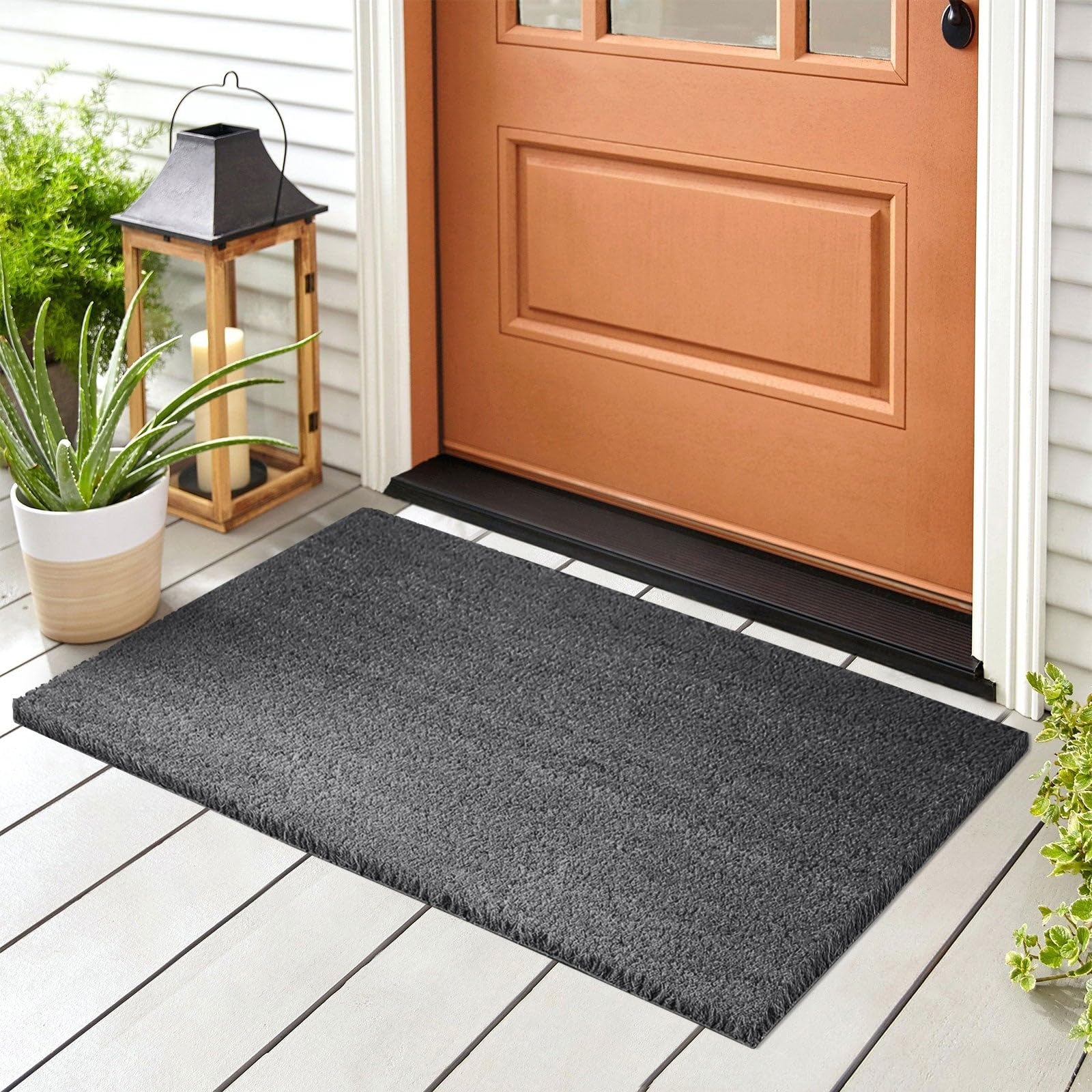 Paillasson en coco gris Floordirekt 200x100 cm tapis naturel antidérapant de 24 mm