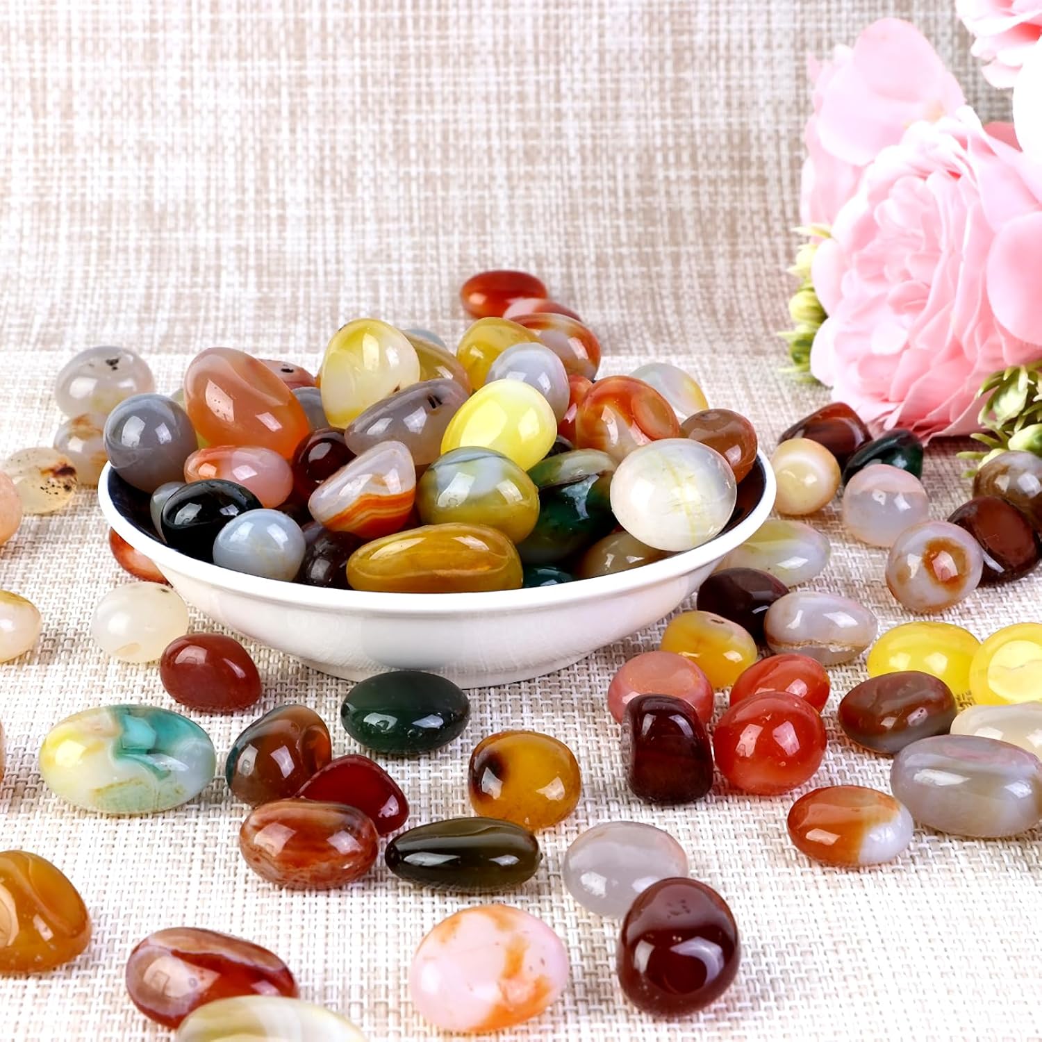 Colorful Mancala Stones Polished Landscaping Plants Decorative Pebbles | Glass Vase Fillers,River Rocks, Indoor Plants,Fish Tanks,DIY Crafts,Aquarium Gravel Rocks,Resin Art