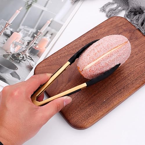 Miniatura 7 de Pinzas de cocina de 4 piezas de 7 pulgadas, mini pinzas de silicona para servir con puntas de goma antiadherentes selladas firmes y mango de acero