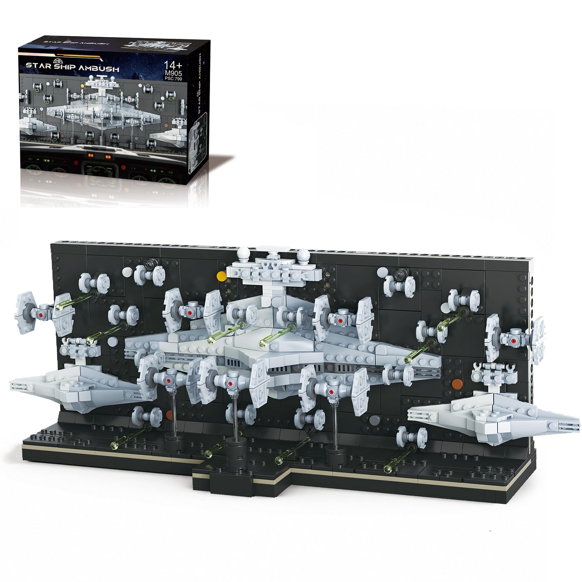 Star Ship Ambush Scene Building Set, Sci-Fi Display Model for Adult, 799PCS