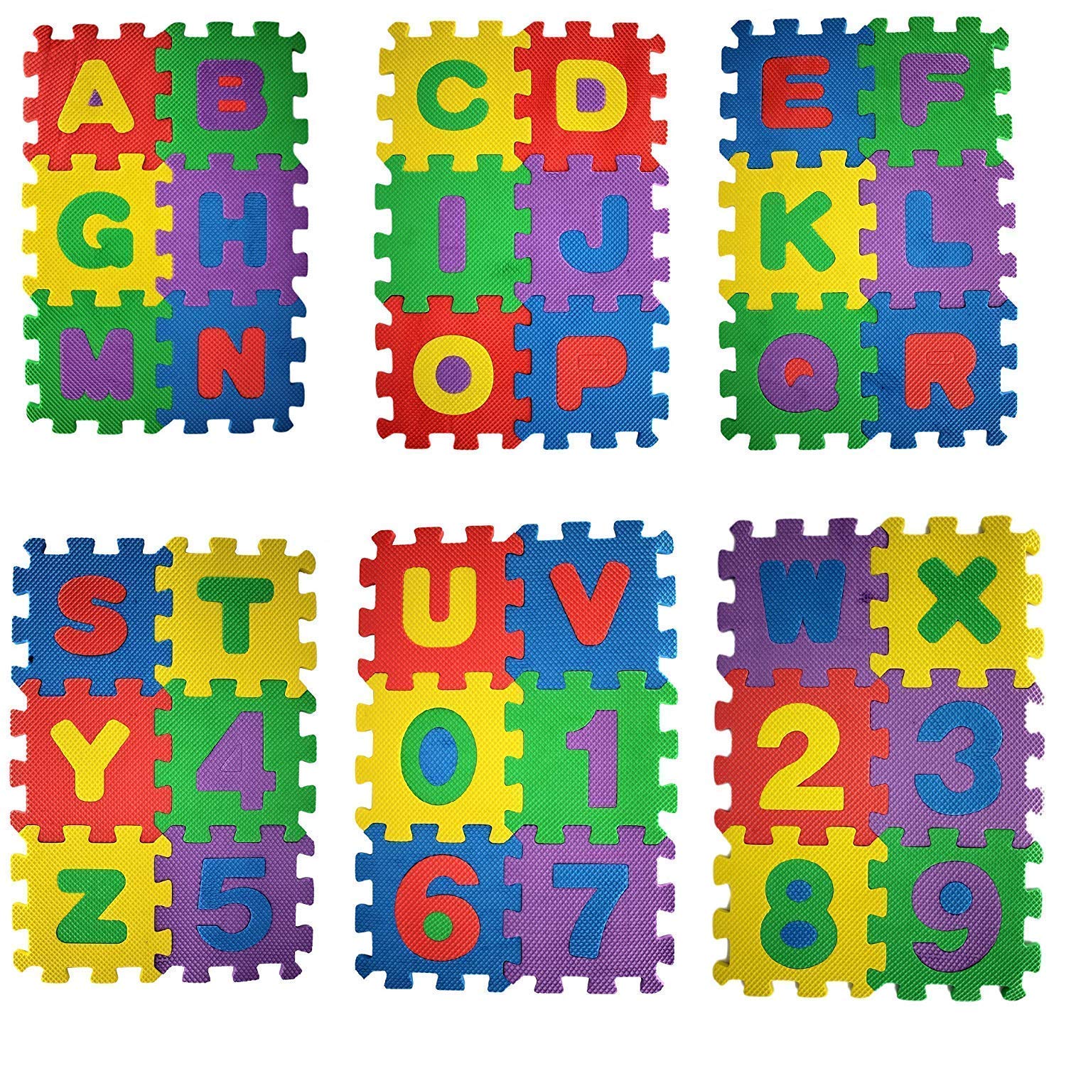 WedDecor Interlocking Play Mat Floor Tile, Soft Foam jigsaw Puzzle, Floor Protector, Learning Surface for Children, Multicolour, 36pcs, Large