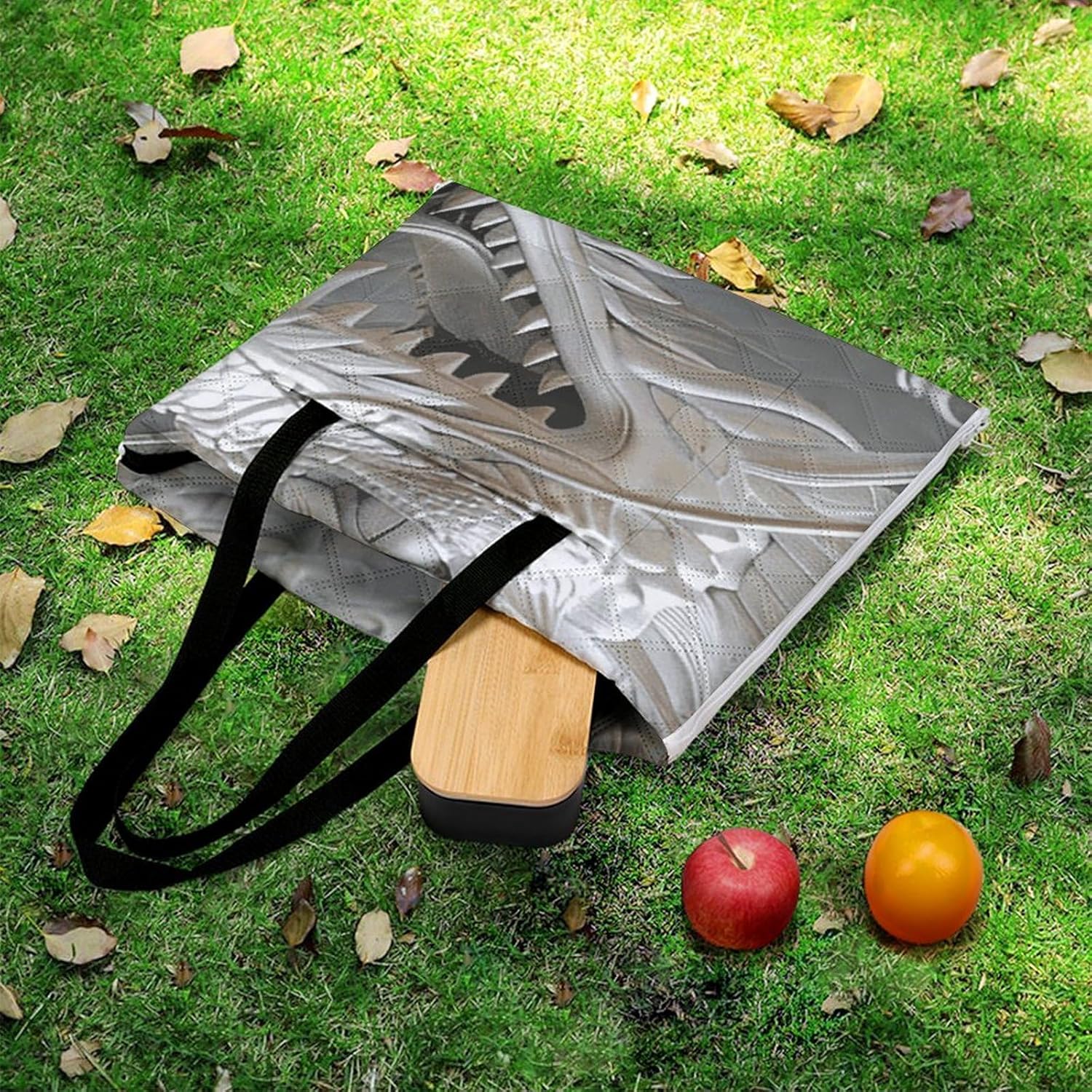 Picnic Blankets Waterproof and Foldable Picnic Beach Mat Portable White Dragon Style Camping Blanket for Camping, Park, Beach