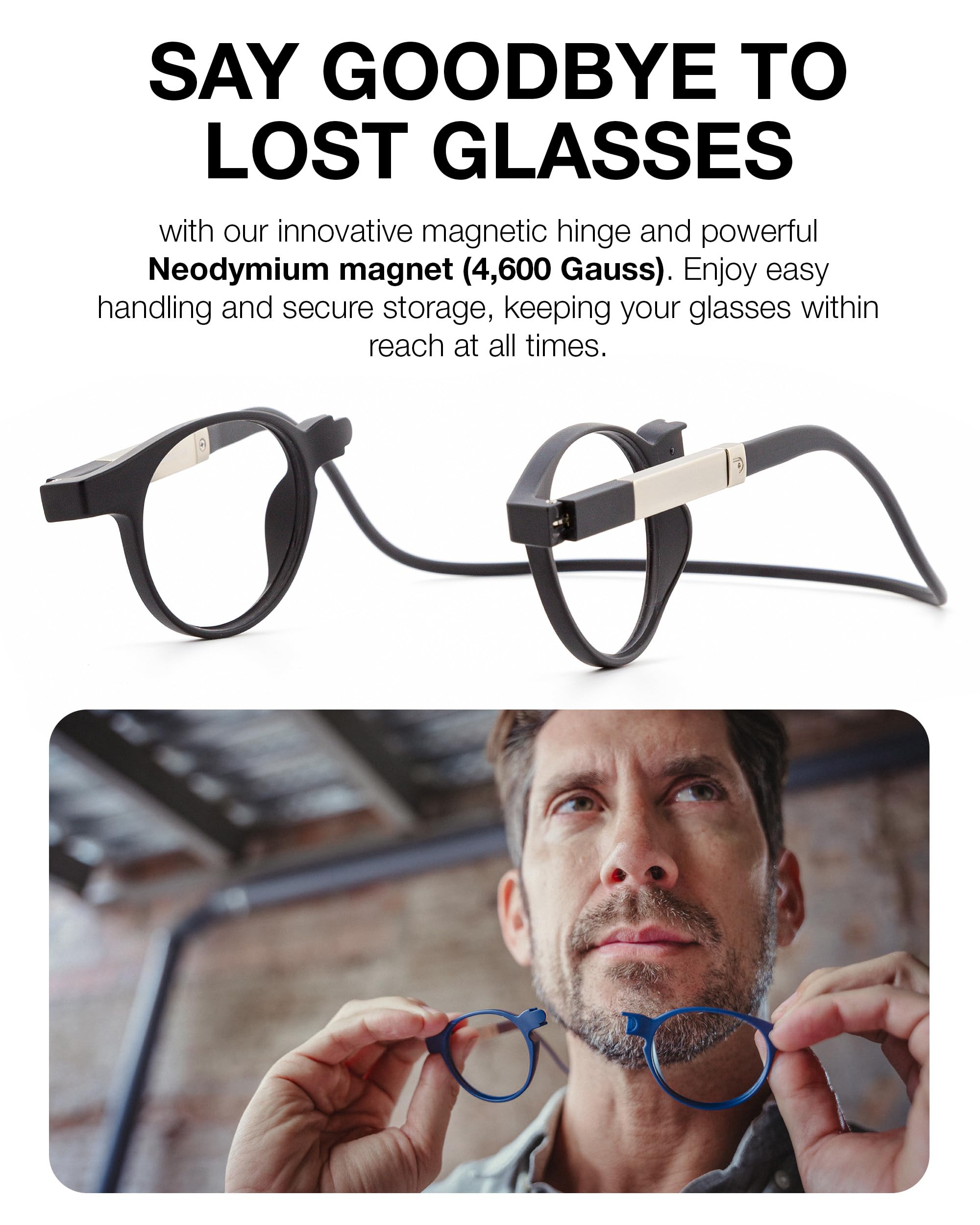 DIDINSKY Lunettes de lecture avec aimant et filtre anti-lumière bleue.Lunettes de lecture magnétiques avec correction visuelle pour hommes et femmes et verres antireflets.4 couleurs et 6 intensités de
