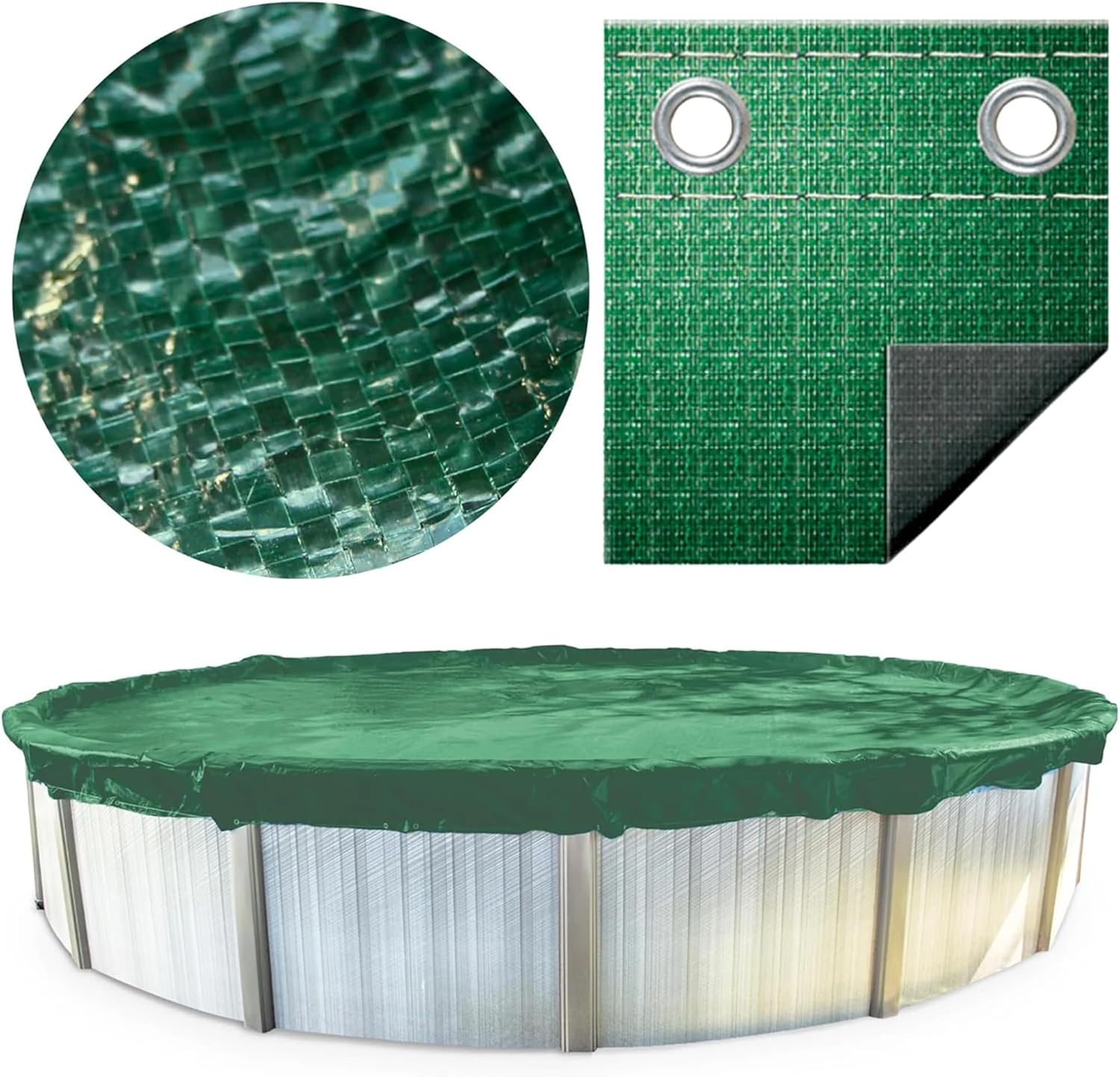 SWIMLINE HYDROTOOLS Supreme Guard Heavy Duty Winter Pool Cover for Above Ground Swimming Pools | for 15 X 30 FT Oval Pools | 18 X 33 FT Cover Size | Green/Black | Winch & Cable Included | PCO121833