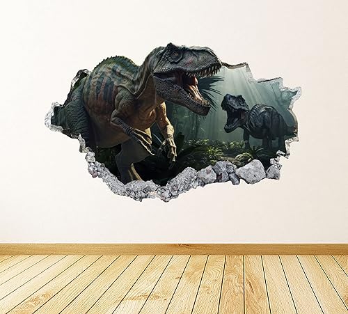Miniatura 8 de Calcomanías de pared de dinosaurio roto 3D decoración de pared de dinosaurios para niños, decoración de habitación de niños, calcomanías de pared