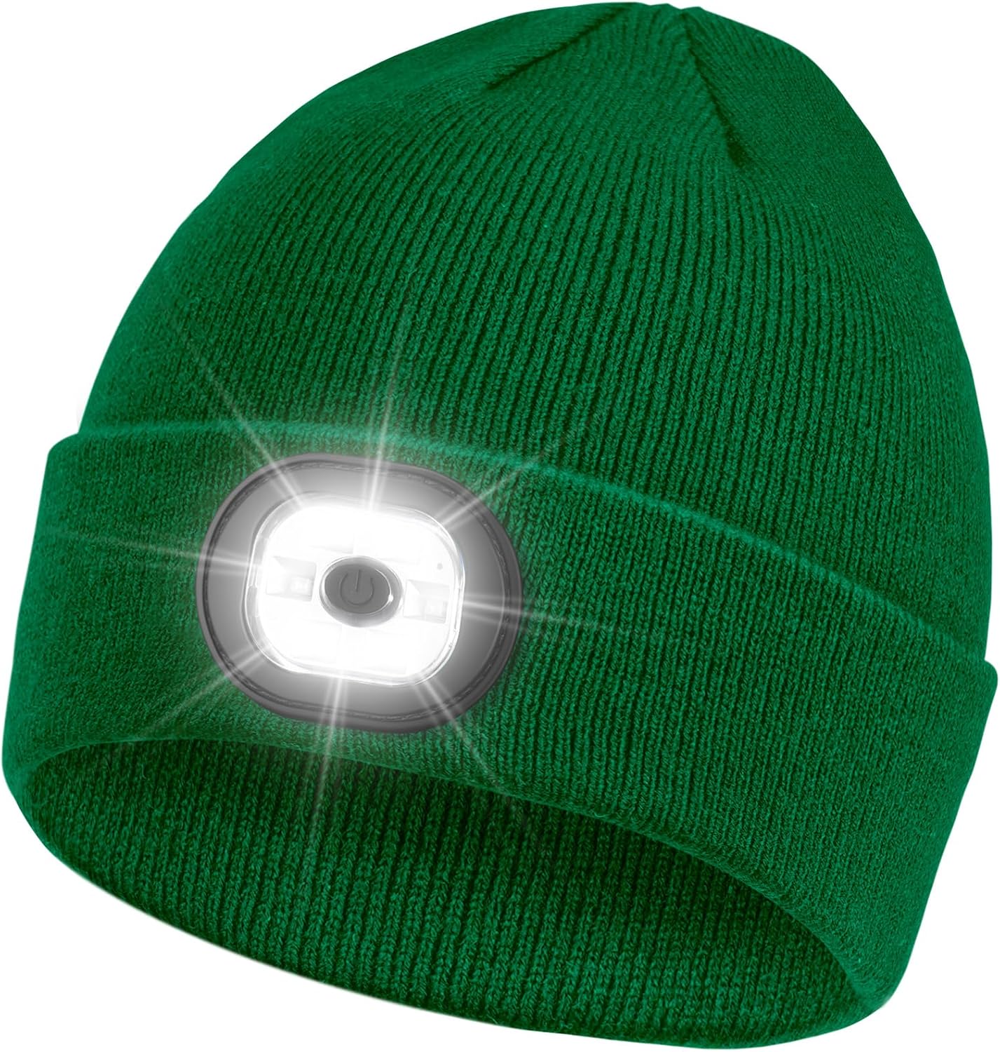 Beanie Headlamp - Unisex Winter Knit Cap Gifts for Men Dad Father with LED Hands Free USB Rechargeable Caps