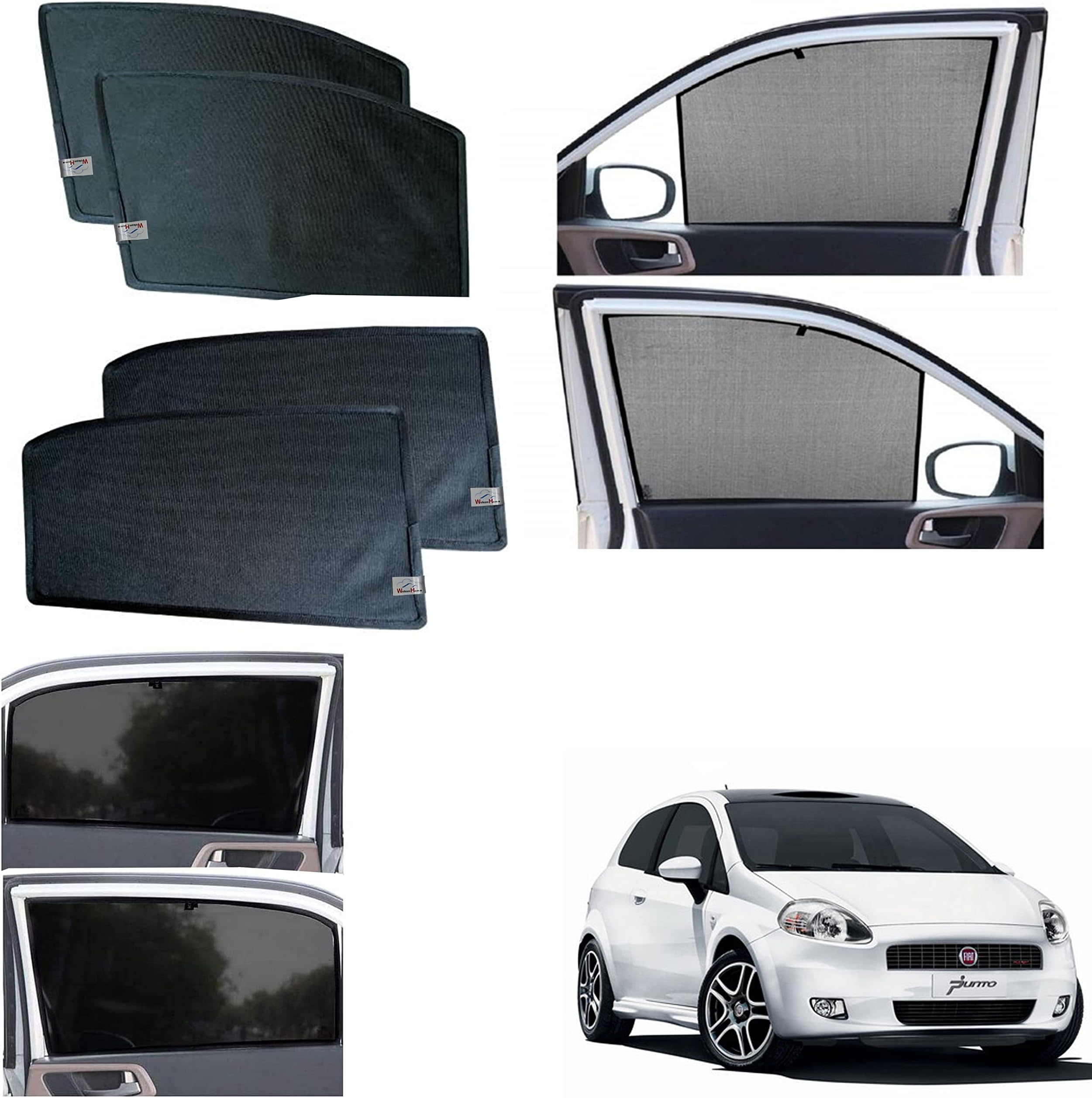 WolkomHome car Fix Curtain Window Shades Half Curtains Sunshade for Fiat Punto