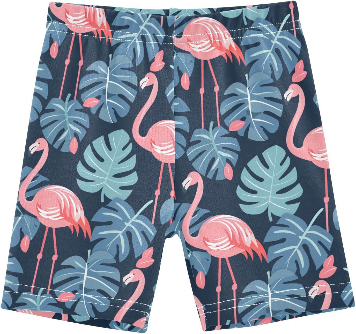Flamingo Leaves Girls Bike Shorts Toddler Soft Cotton Cartwheel Under Dress Dance Shorts