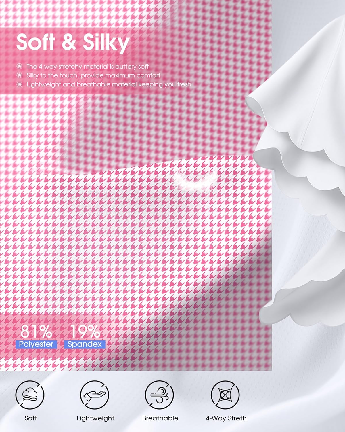 Viodia 18" Skorts for Woman with Scalloped Hem High Waisted Golf Tennis Women Skort Skirts with Pockets Dressy Casual - Image 5