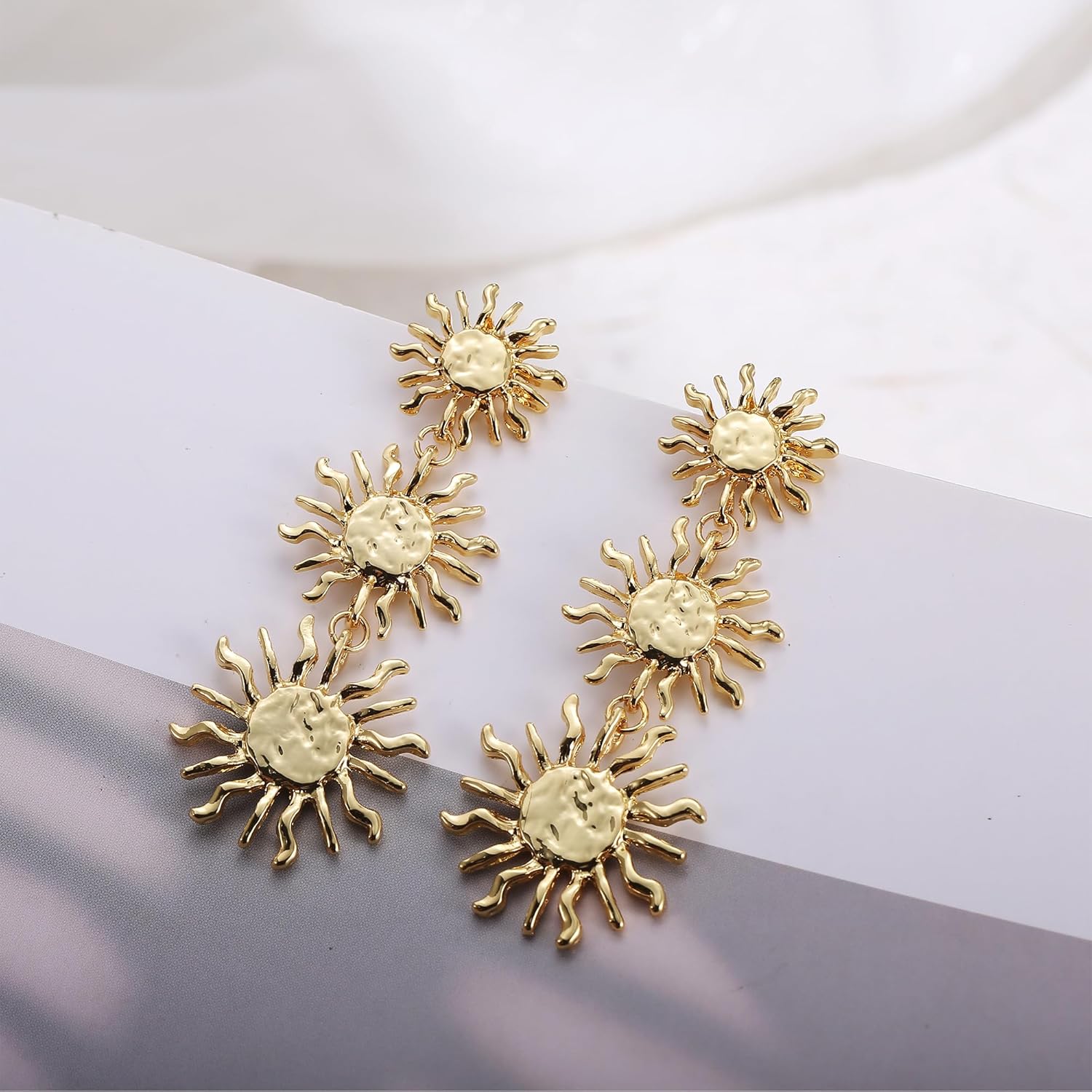 Gold Sun Dangle Earrings for Women Trendy Sunburst Earrings Statement Earrings Funky Earringss - Image 5